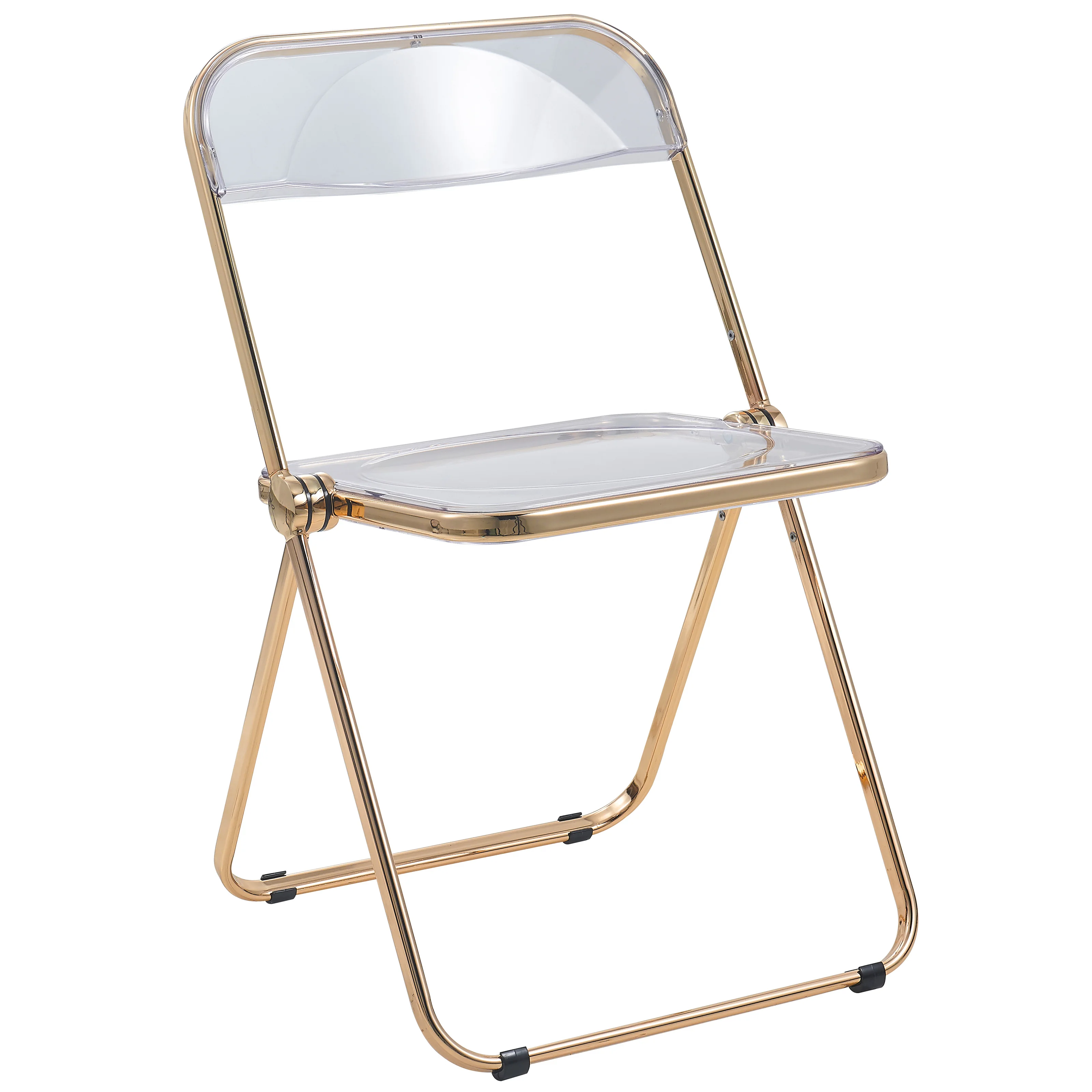 Lawrence Acrylic Folding Chair With Gold Metal Frame