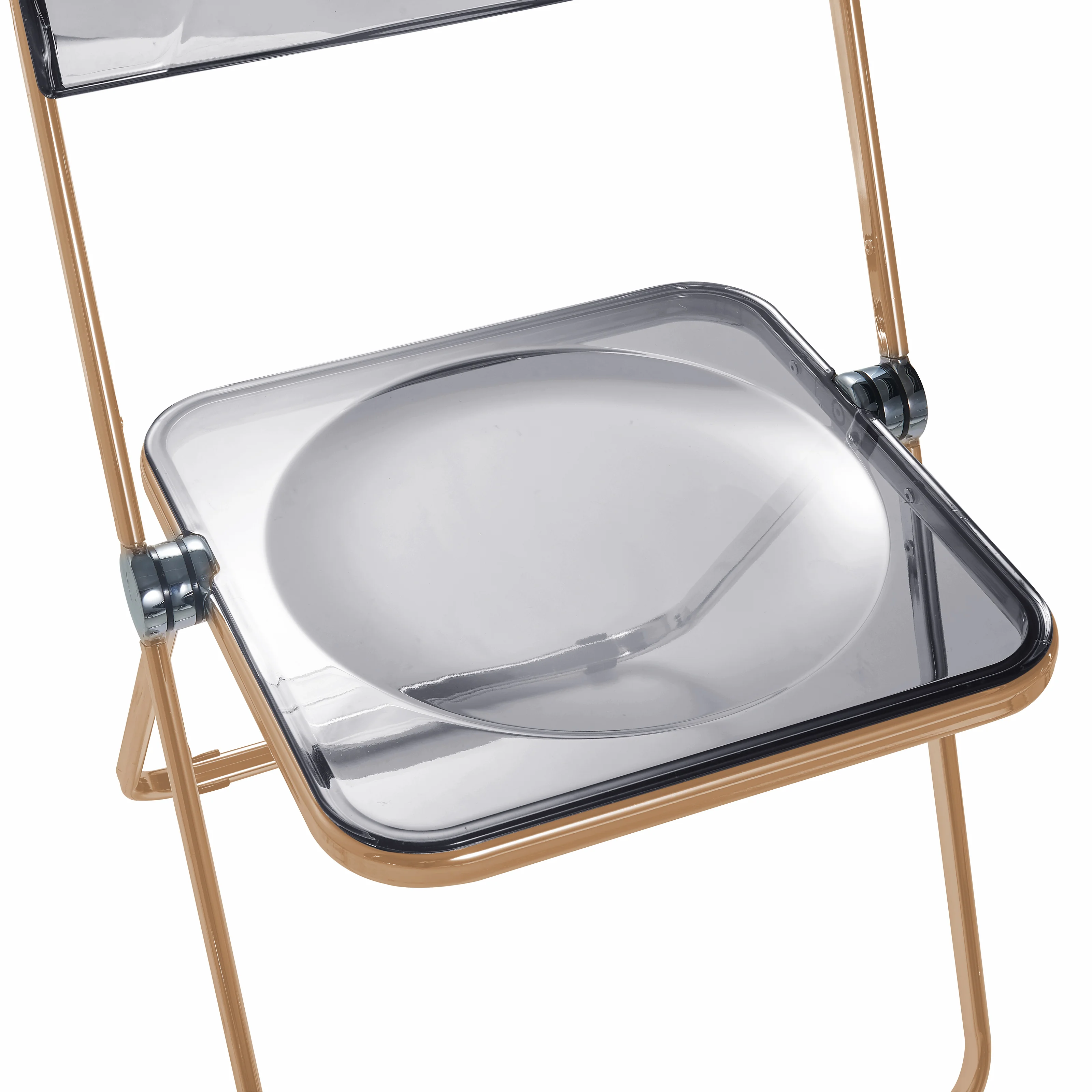 Lawrence Acrylic Folding Chair With Gold Metal Frame, Set of 2