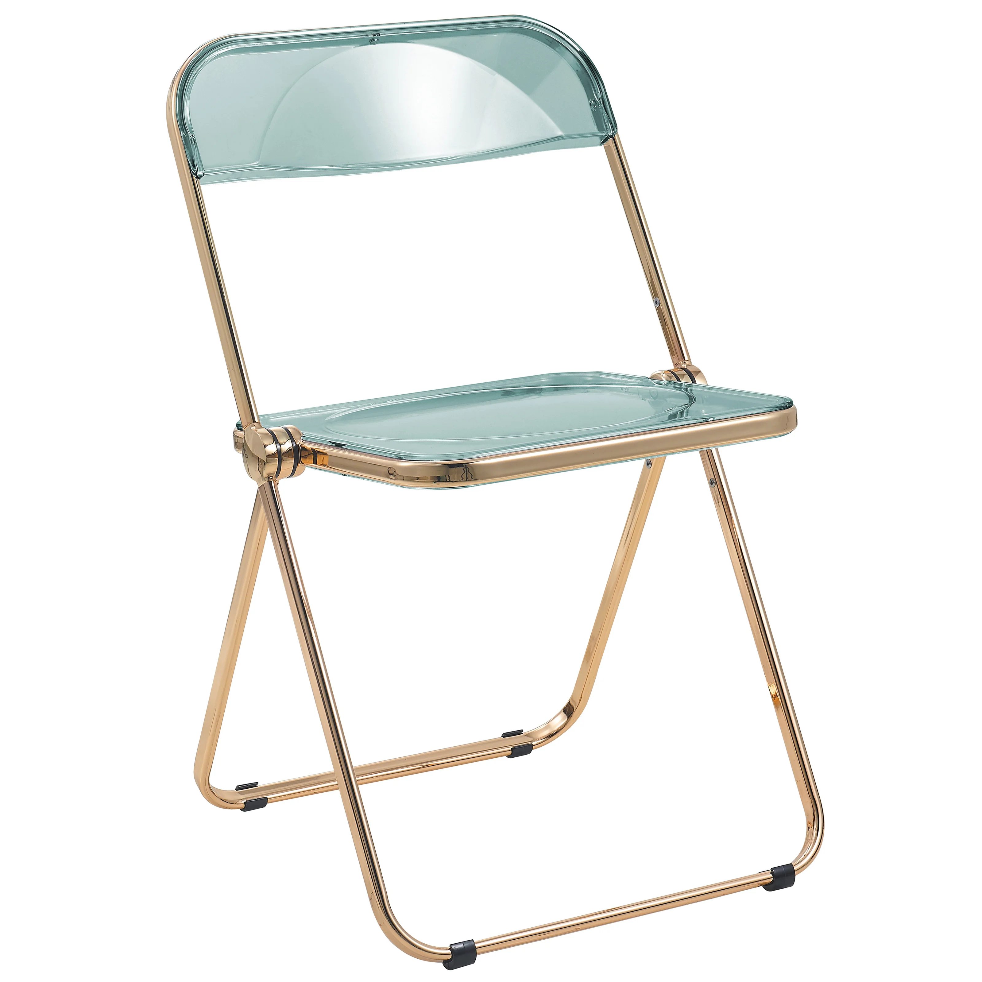 Lawrence Acrylic Folding Chair With Gold Metal Frame