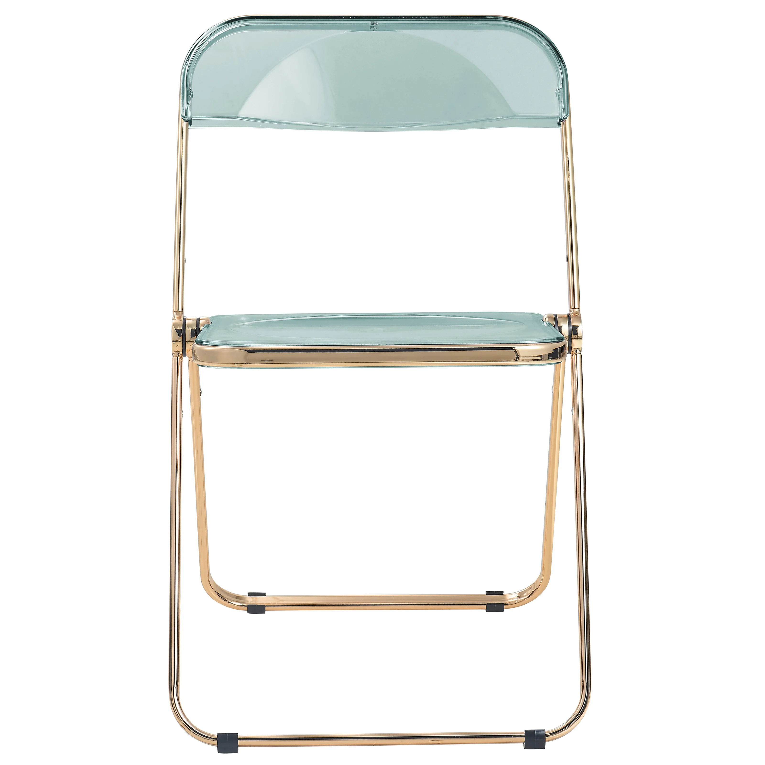 Lawrence Acrylic Folding Chair With Gold Metal Frame, Set of 2