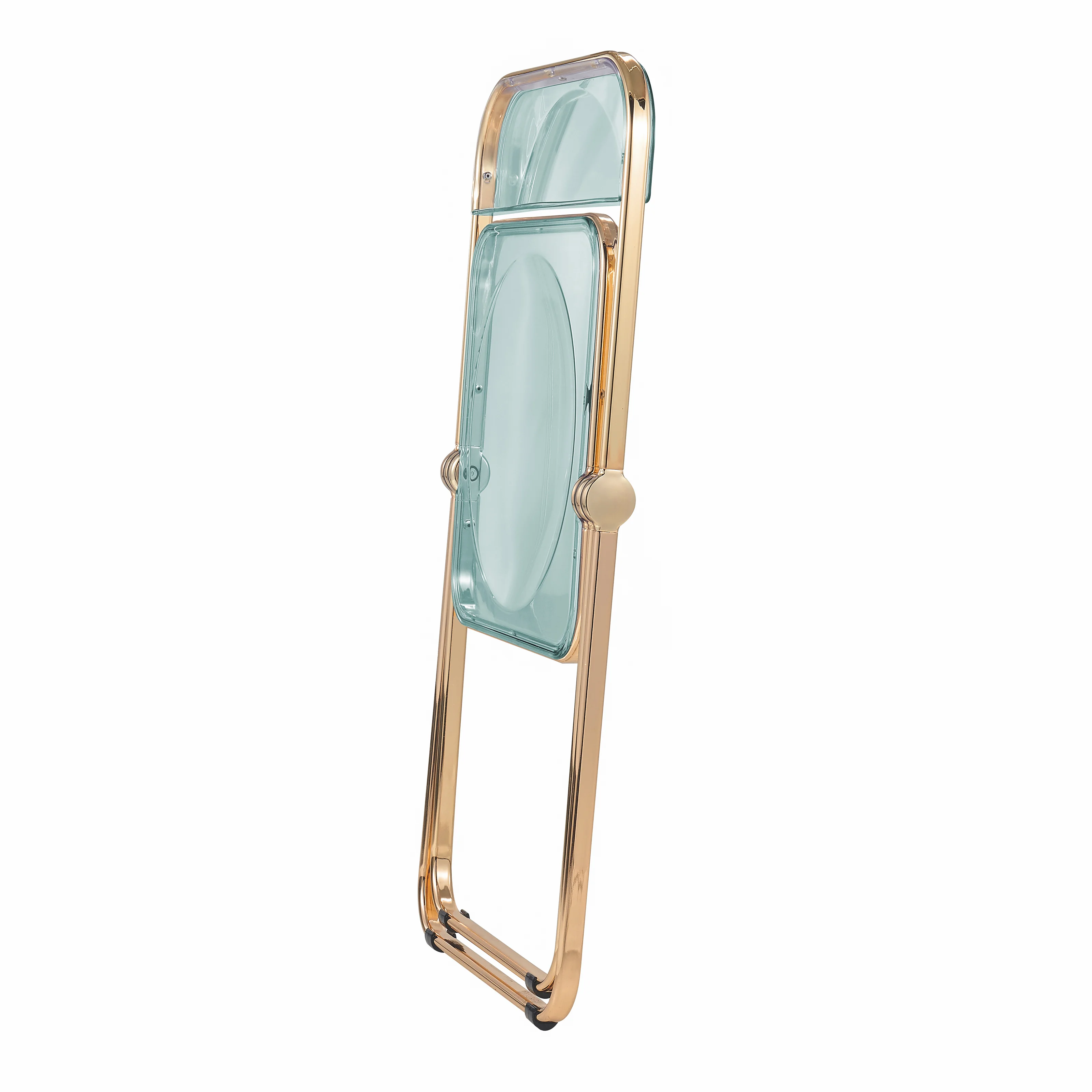Lawrence Acrylic Folding Chair With Gold Metal Frame, Set of 2
