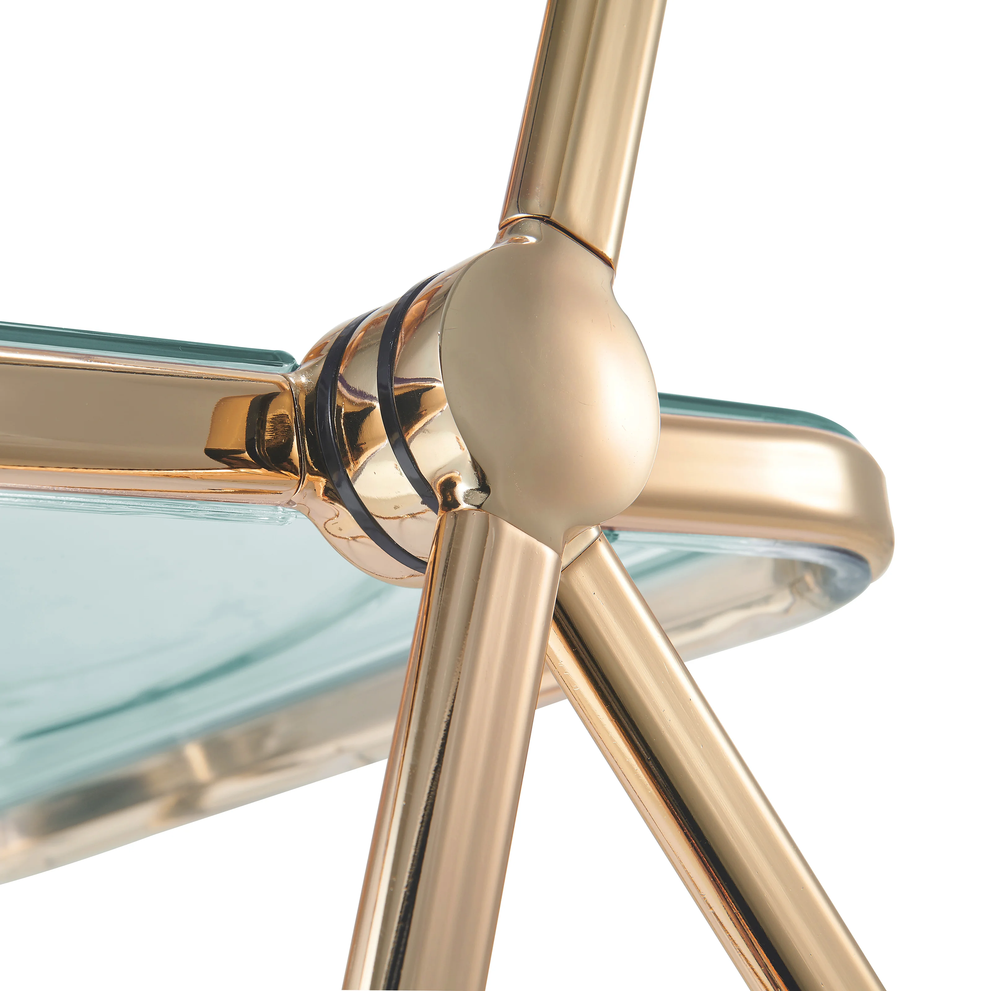 Lawrence Acrylic Folding Chair With Gold Metal Frame, Set of 2