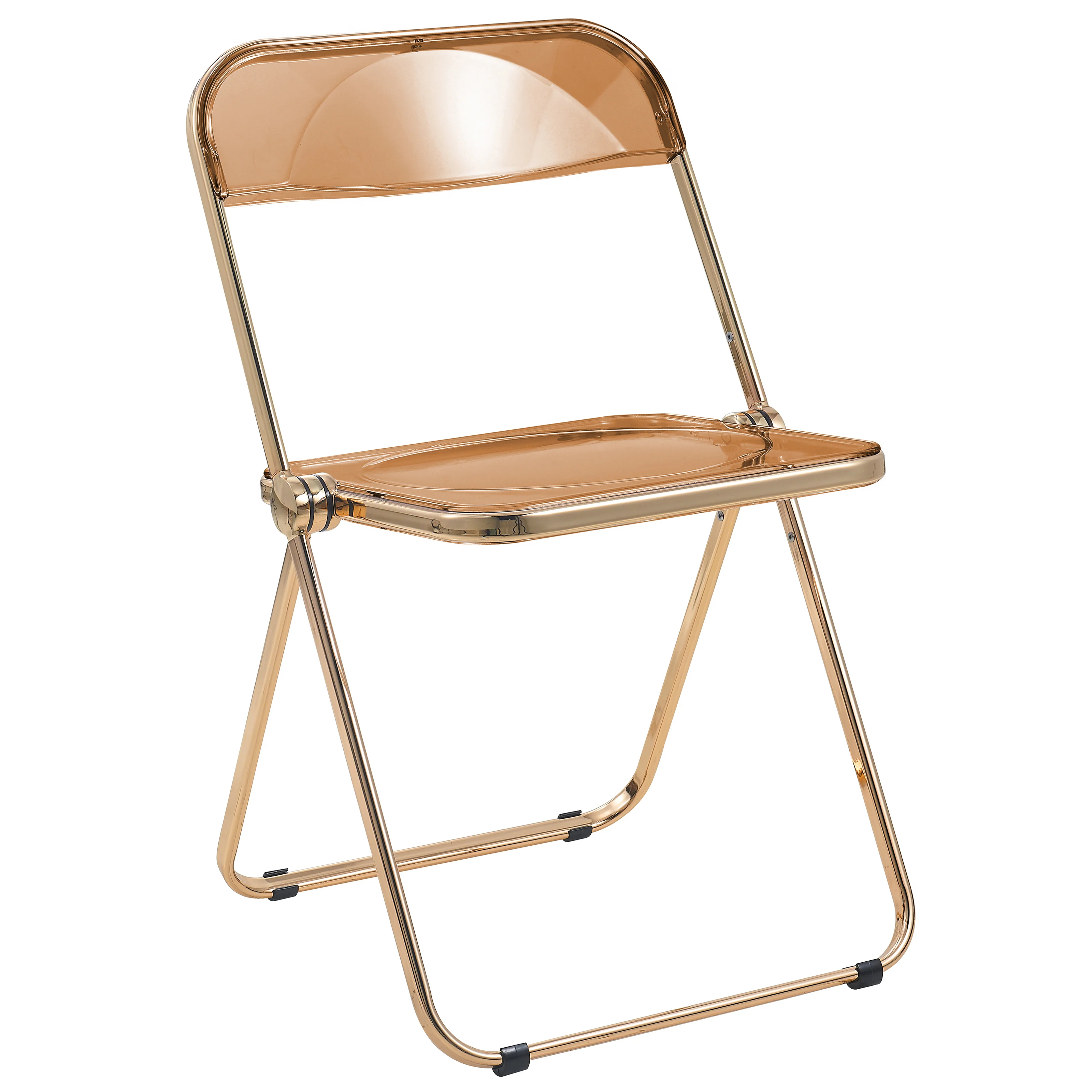 Lawrence Acrylic Folding Chair With Gold Metal Frame