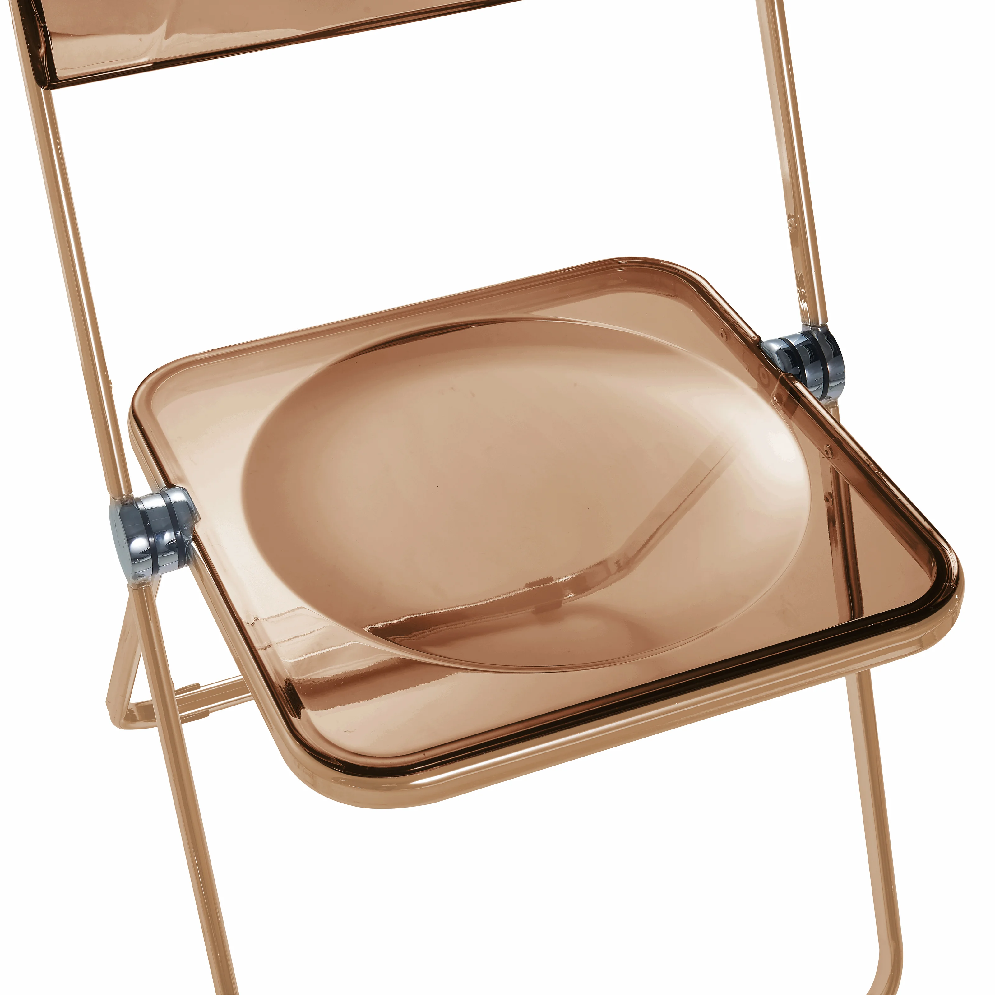 Lawrence Acrylic Folding Chair With Gold Metal Frame, Set of 2