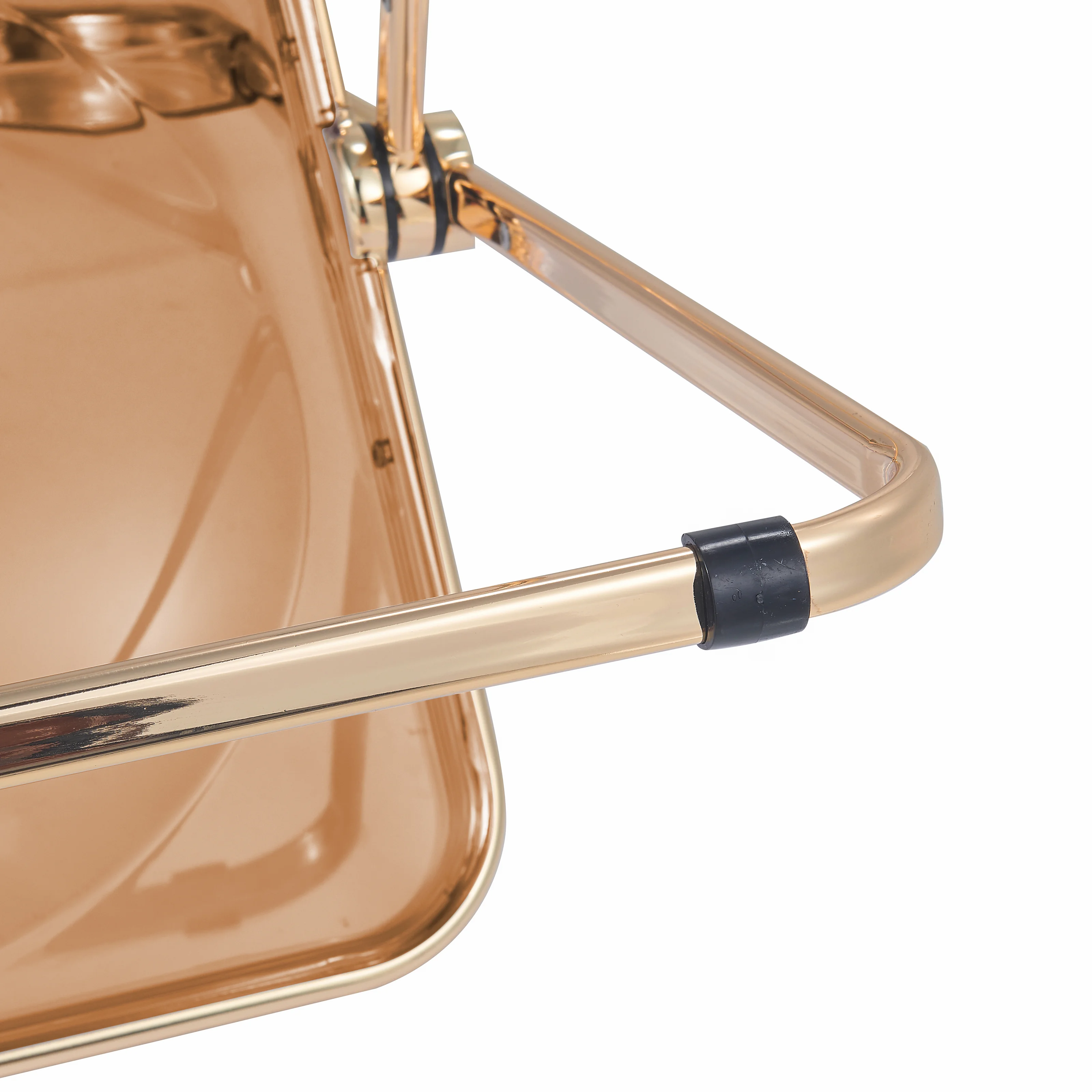 Lawrence Acrylic Folding Chair With Gold Metal Frame, Set of 4