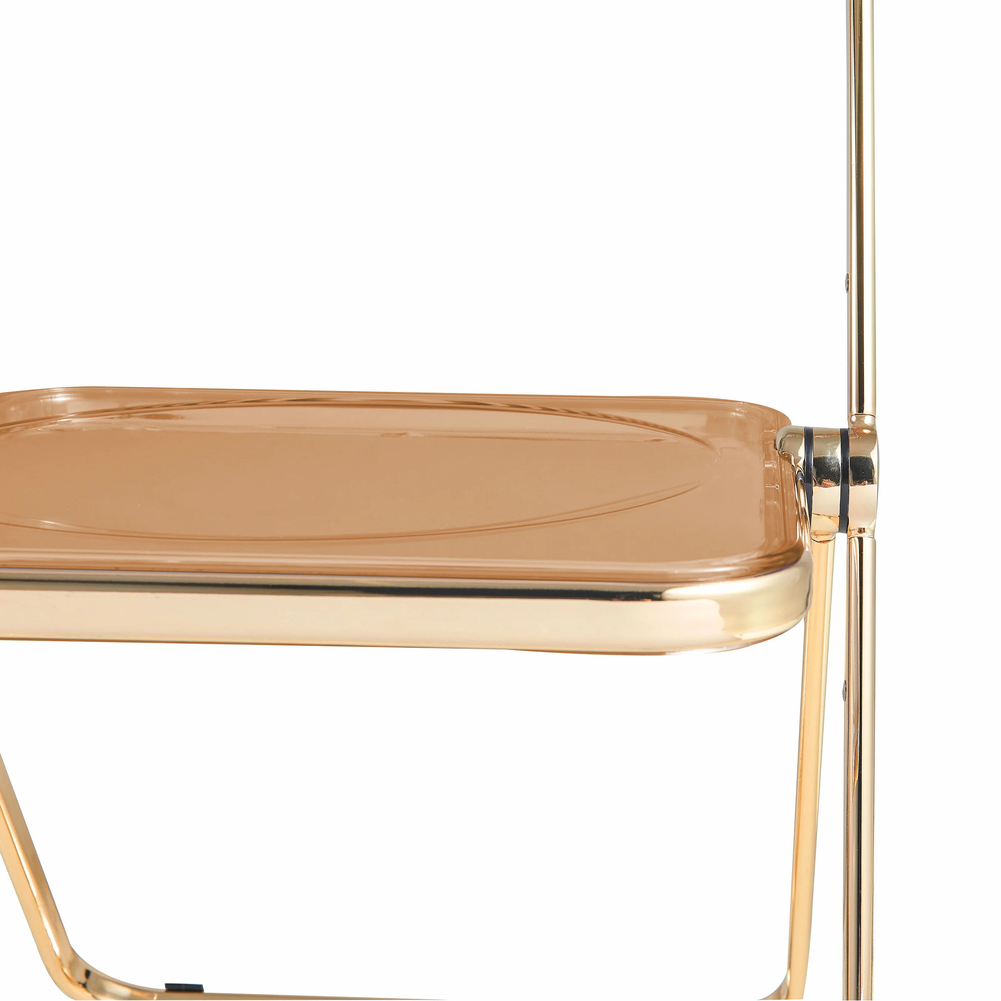 Lawrence Acrylic Folding Chair With Gold Metal Frame, Set of 4