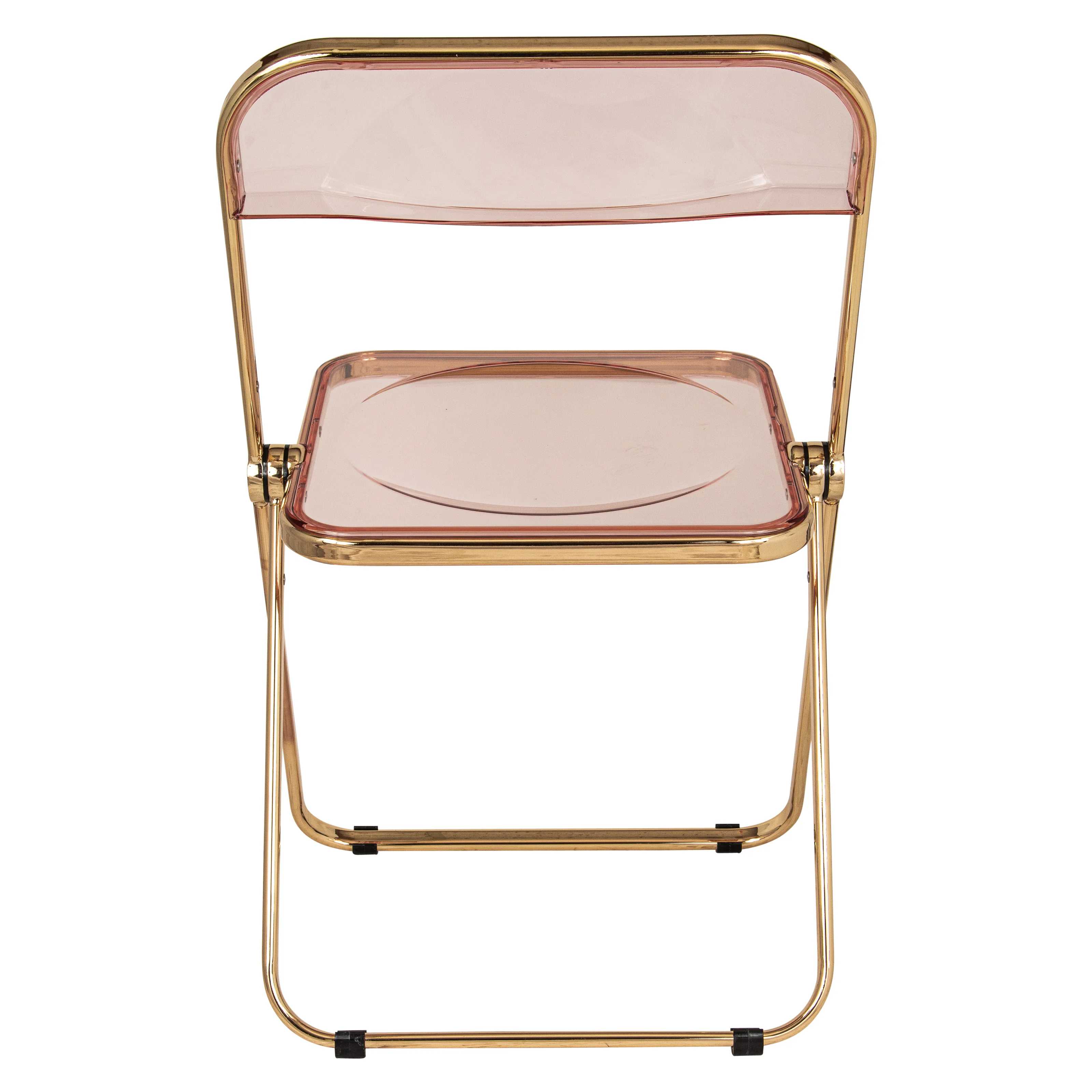 Lawrence Acrylic Folding Chair With Gold Metal Frame, Set of 2