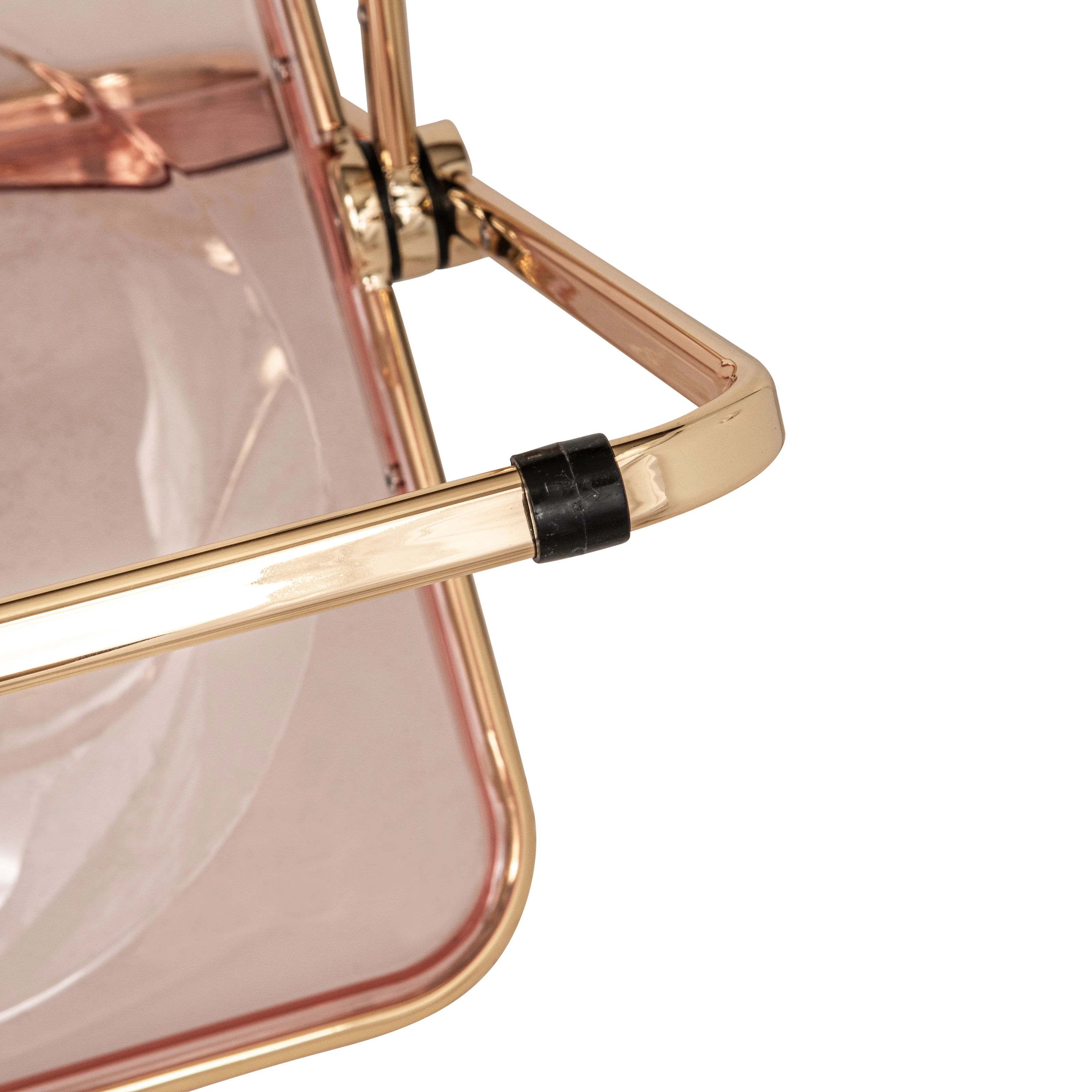 Lawrence Acrylic Folding Chair With Gold Metal Frame, Set of 4