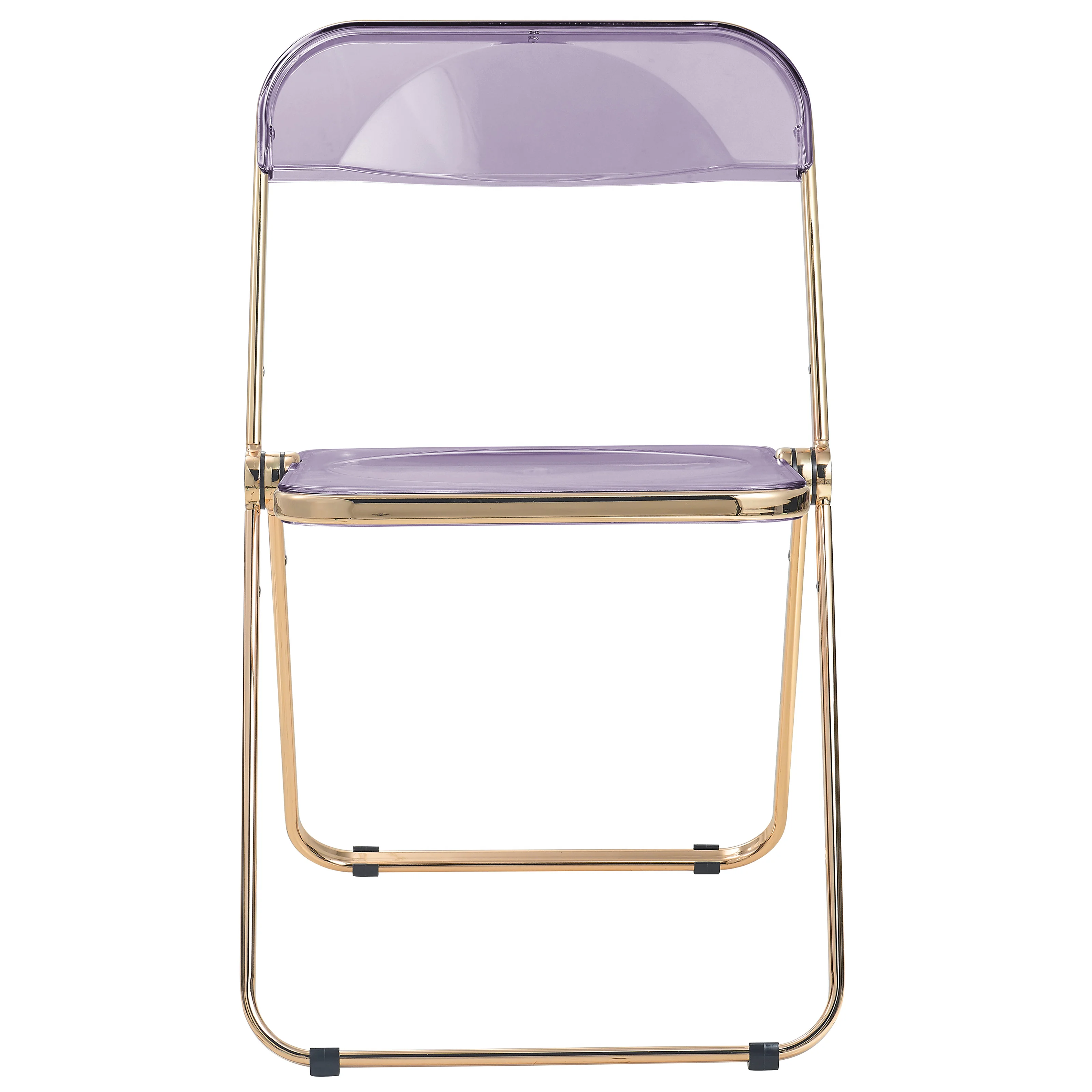Lawrence Acrylic Folding Chair With Gold Metal Frame, Set of 2