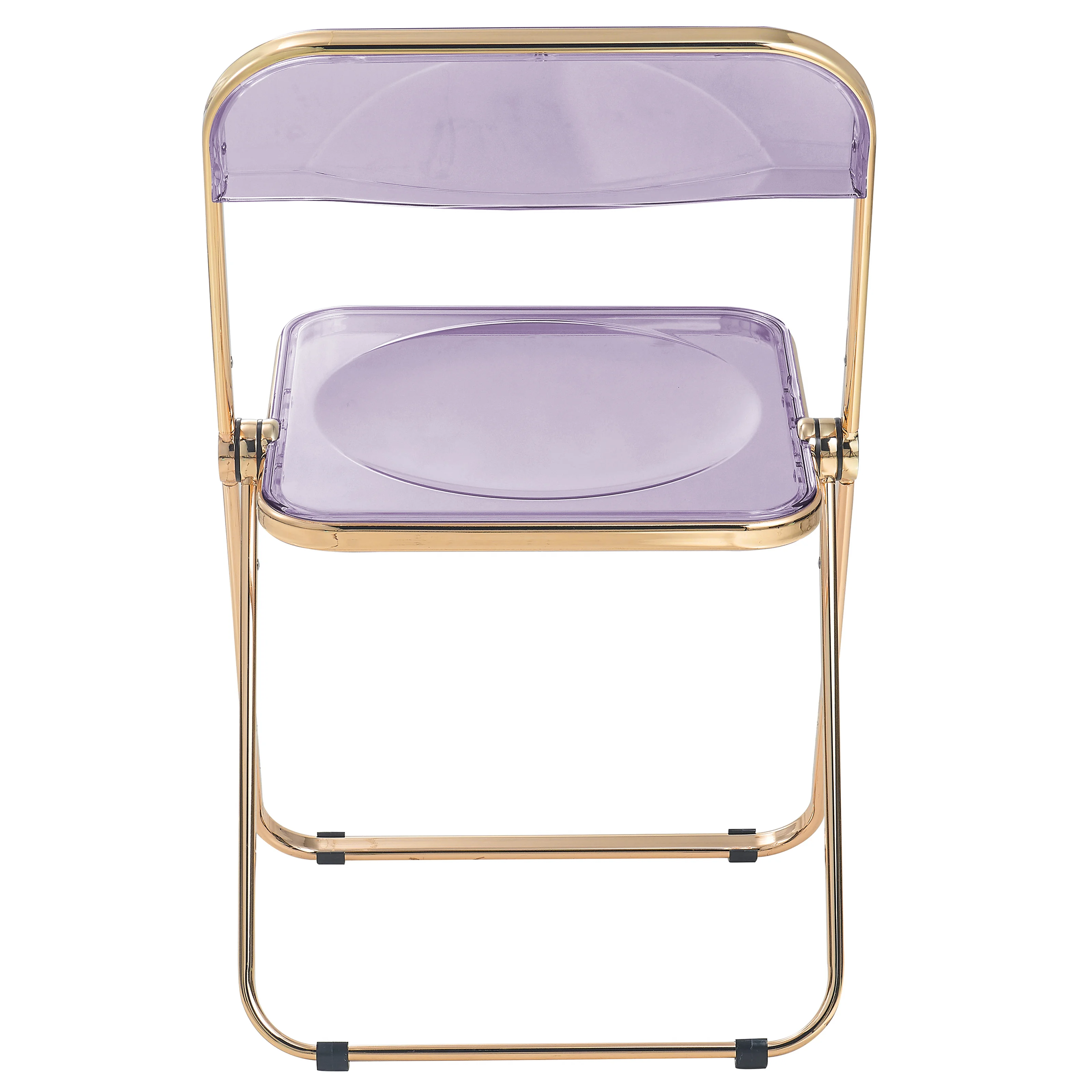 Lawrence Acrylic Folding Chair With Gold Metal Frame, Set of 2