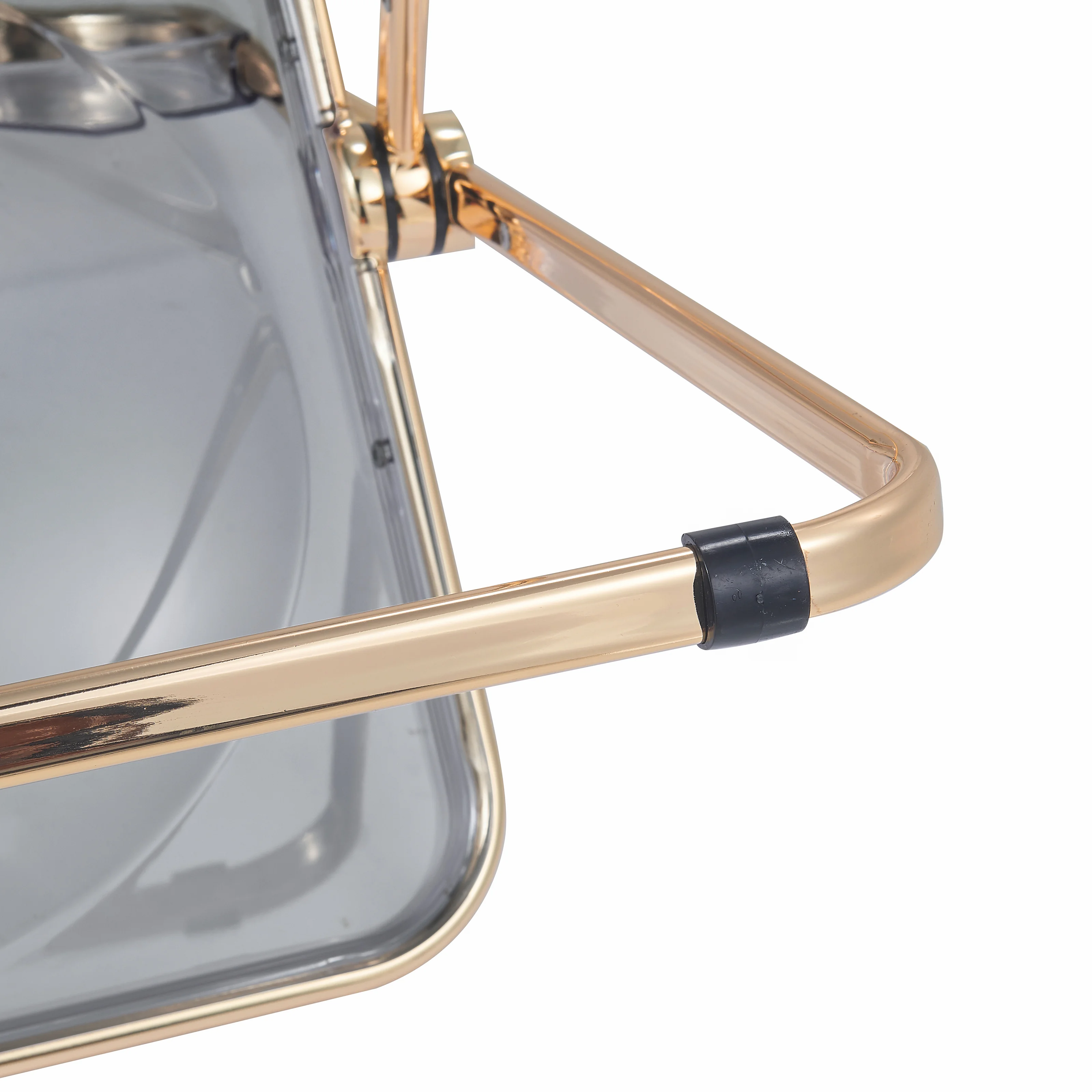 Lawrence Acrylic Folding Chair With Gold Metal Frame, Set of 2