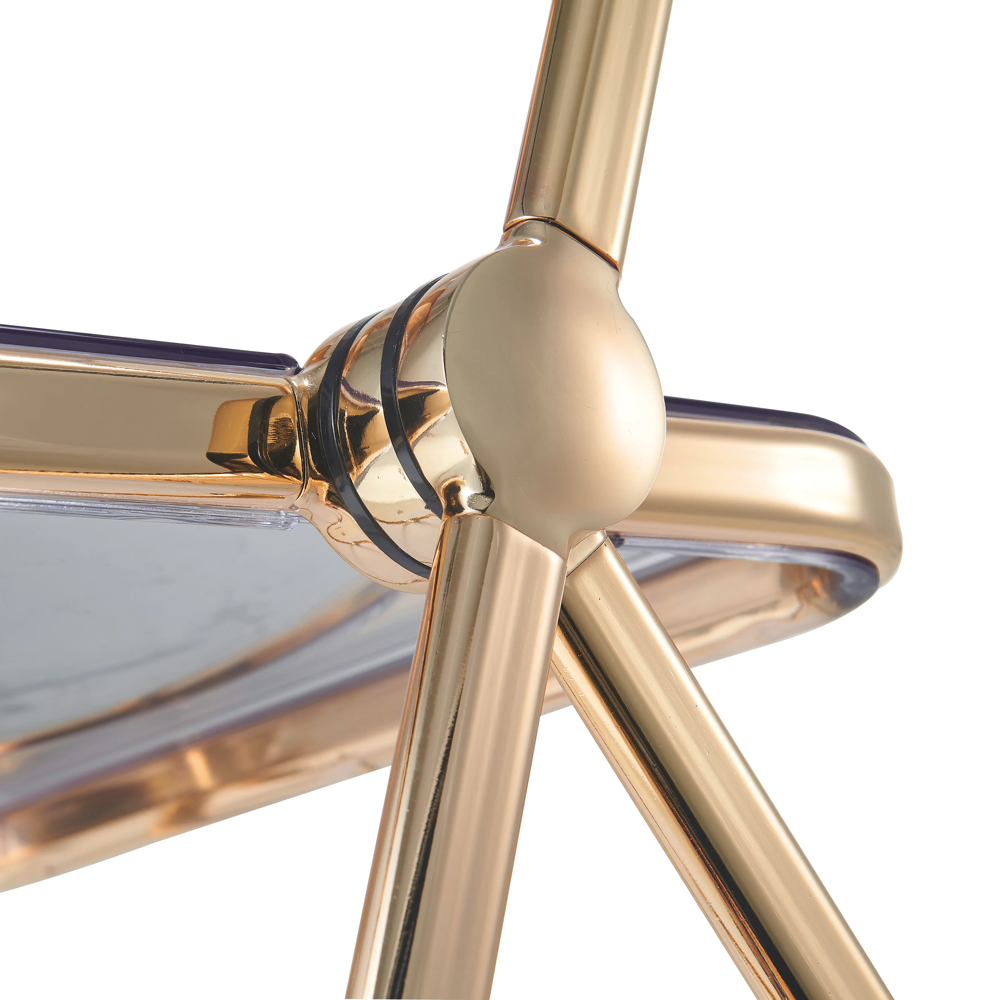 Lawrence Acrylic Folding Chair With Gold Metal Frame, Set of 2