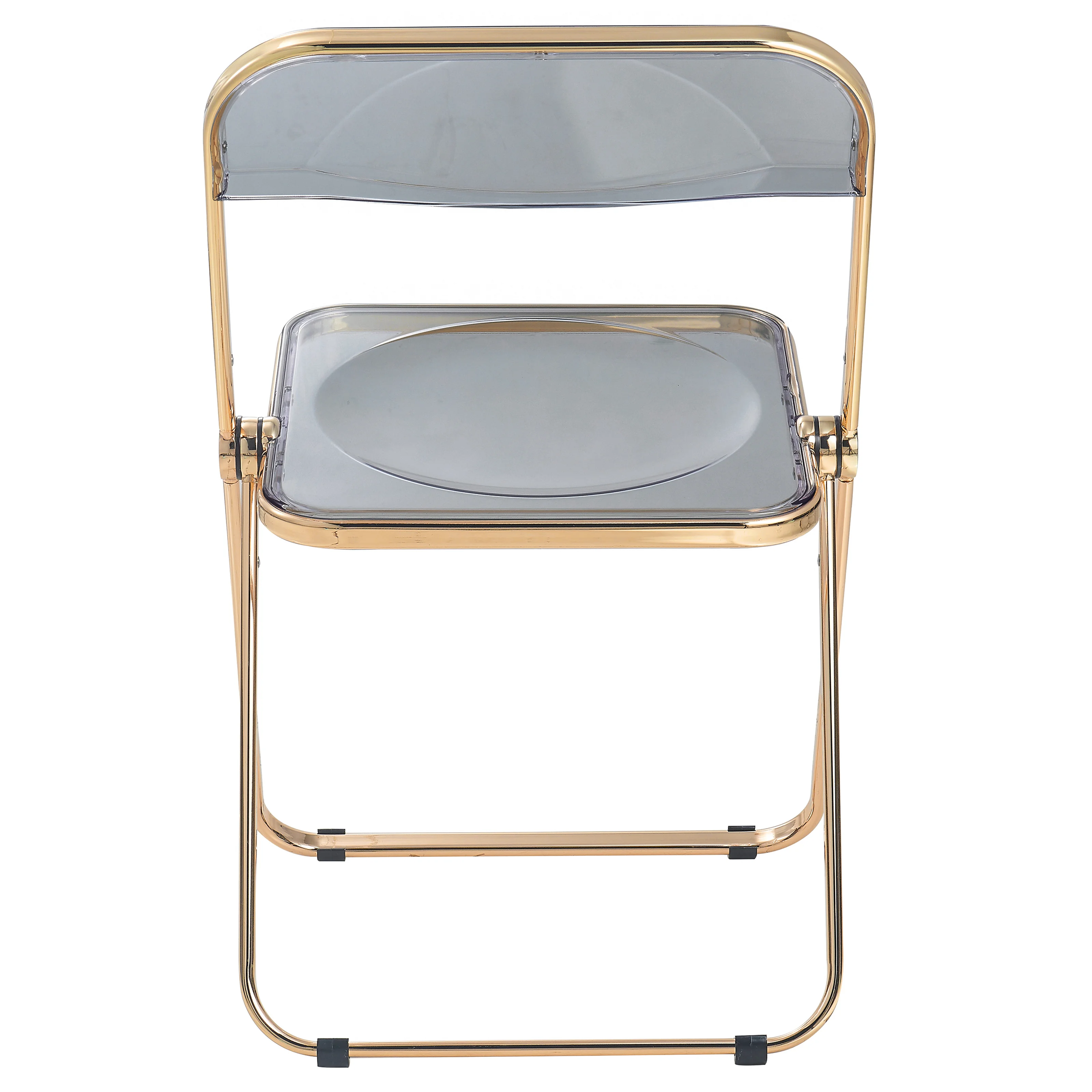 Lawrence Acrylic Folding Chair With Gold Metal Frame, Set of 2