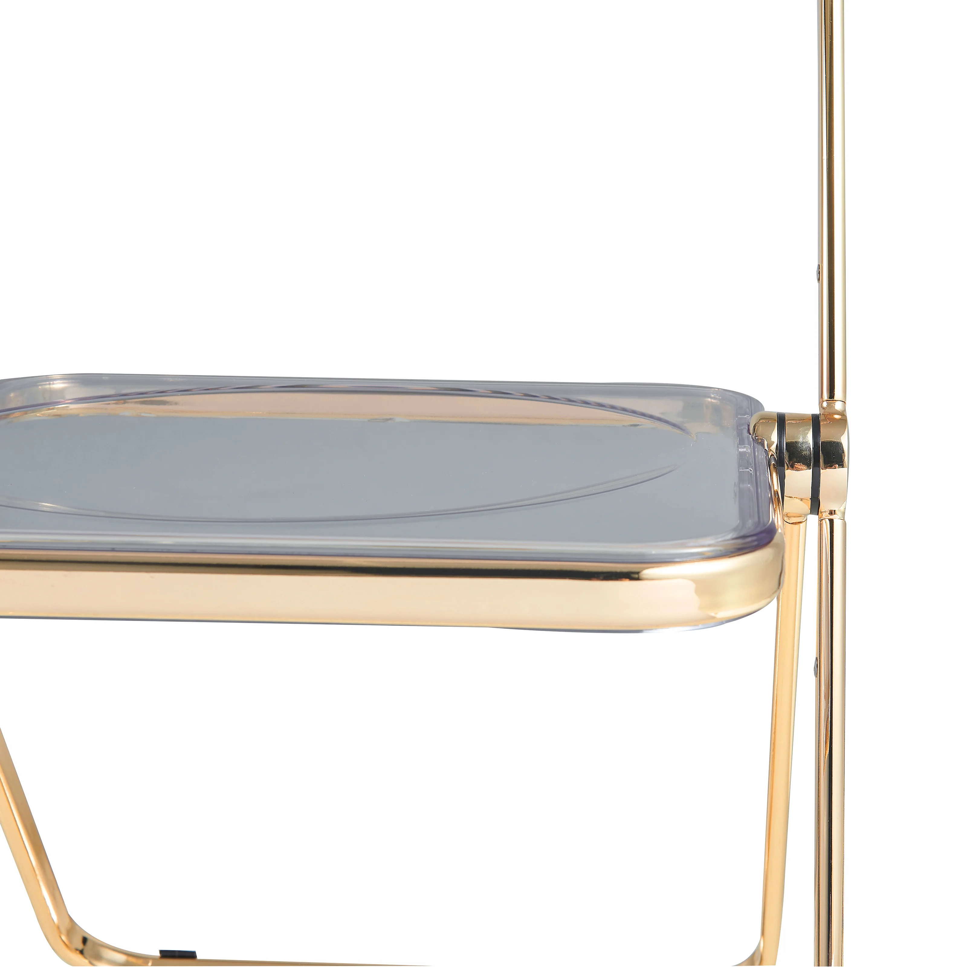 Lawrence Acrylic Folding Chair With Gold Metal Frame, Set of 2