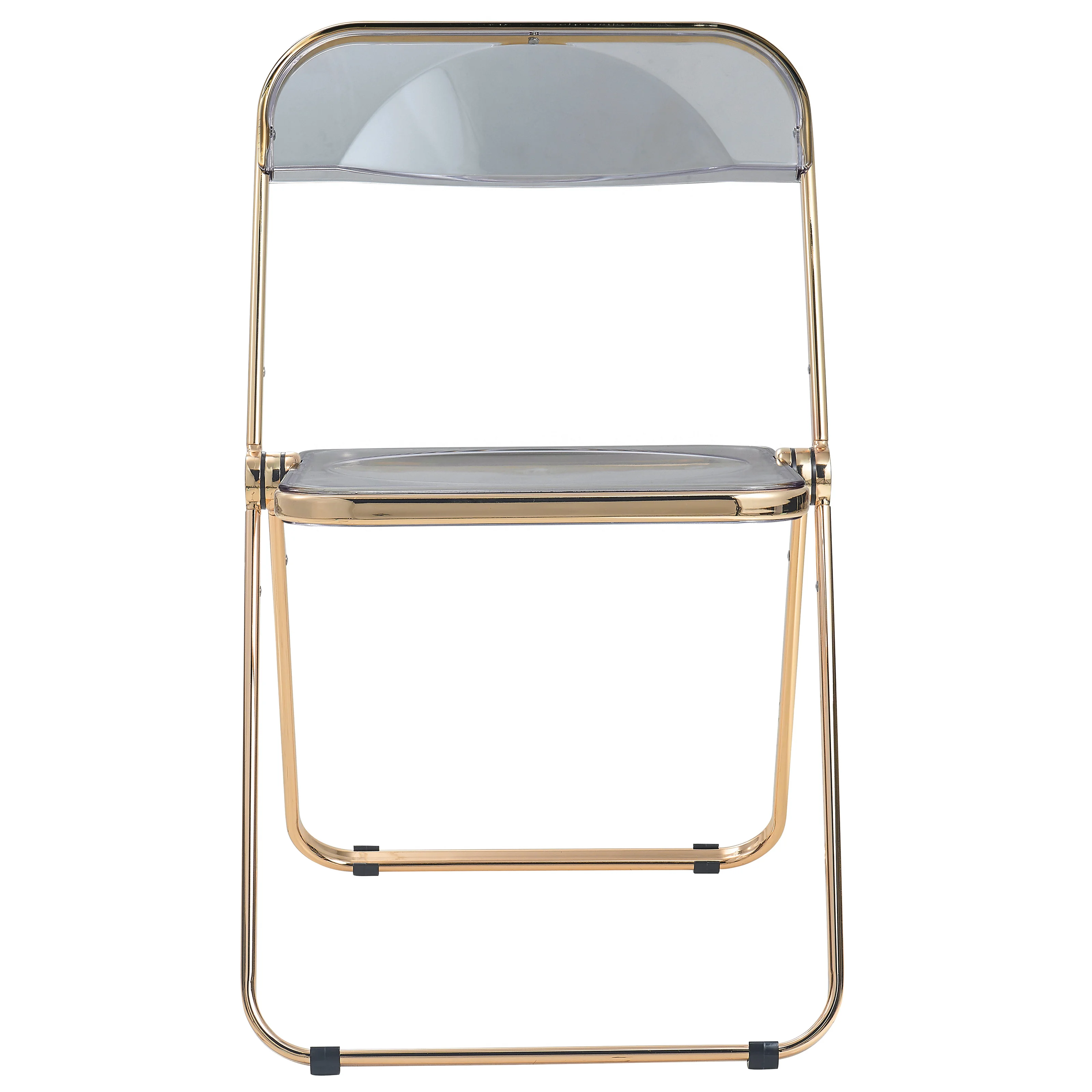 Lawrence Acrylic Folding Chair With Gold Metal Frame, Set of 4