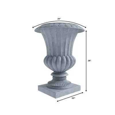 Lotus Series Poly Stone Planter in Aged Concrete, 20 Dia, 28 High
