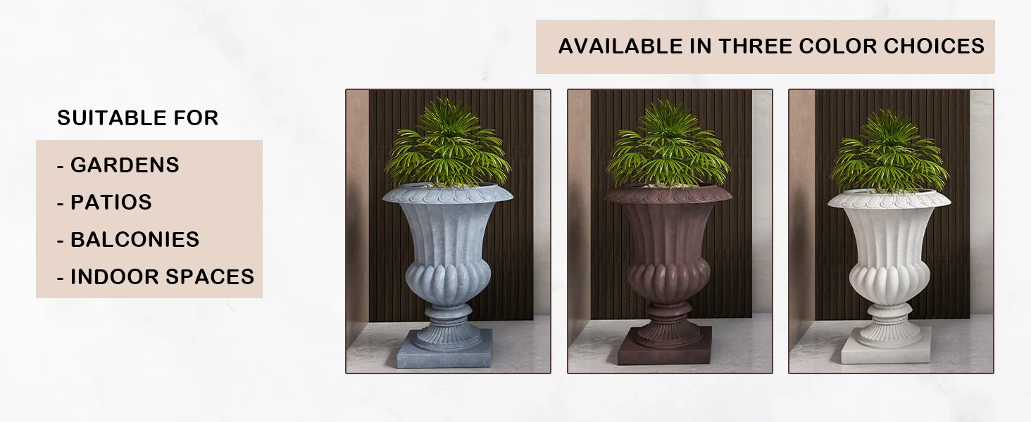 Lotus Series Poly Stone Planter in Brown, 20 Dia, 28 High