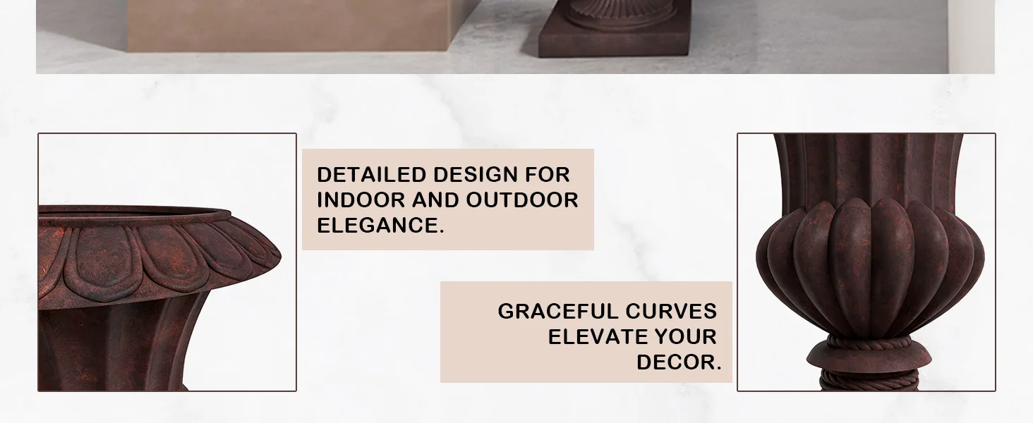 Lotus Series Poly Stone Planter in Brown, 20 Dia, 28 High