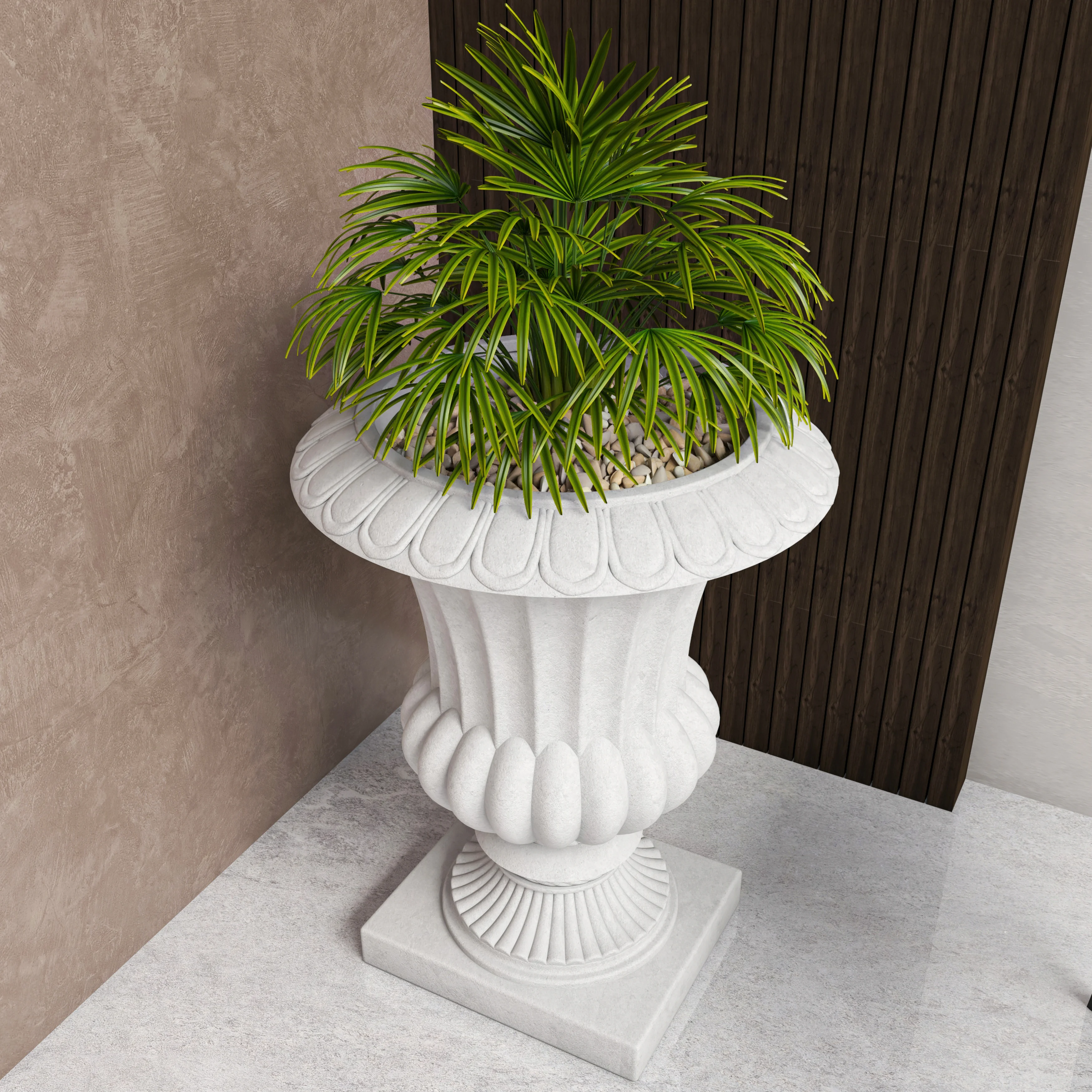 Lotus Series Poly Stone Planter in White, 20 Dia, 28 High