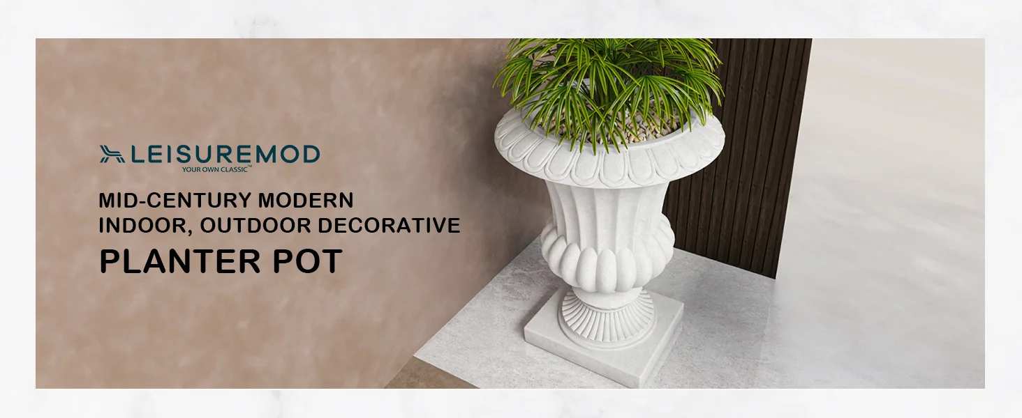 Lotus Series Poly Stone Planter in White, 20 Dia, 28 High