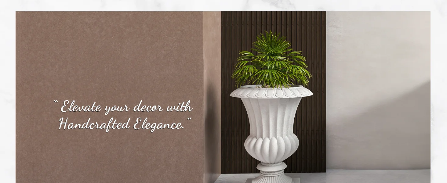 Lotus Series Poly Stone Planter in White, 20 Dia, 28 High