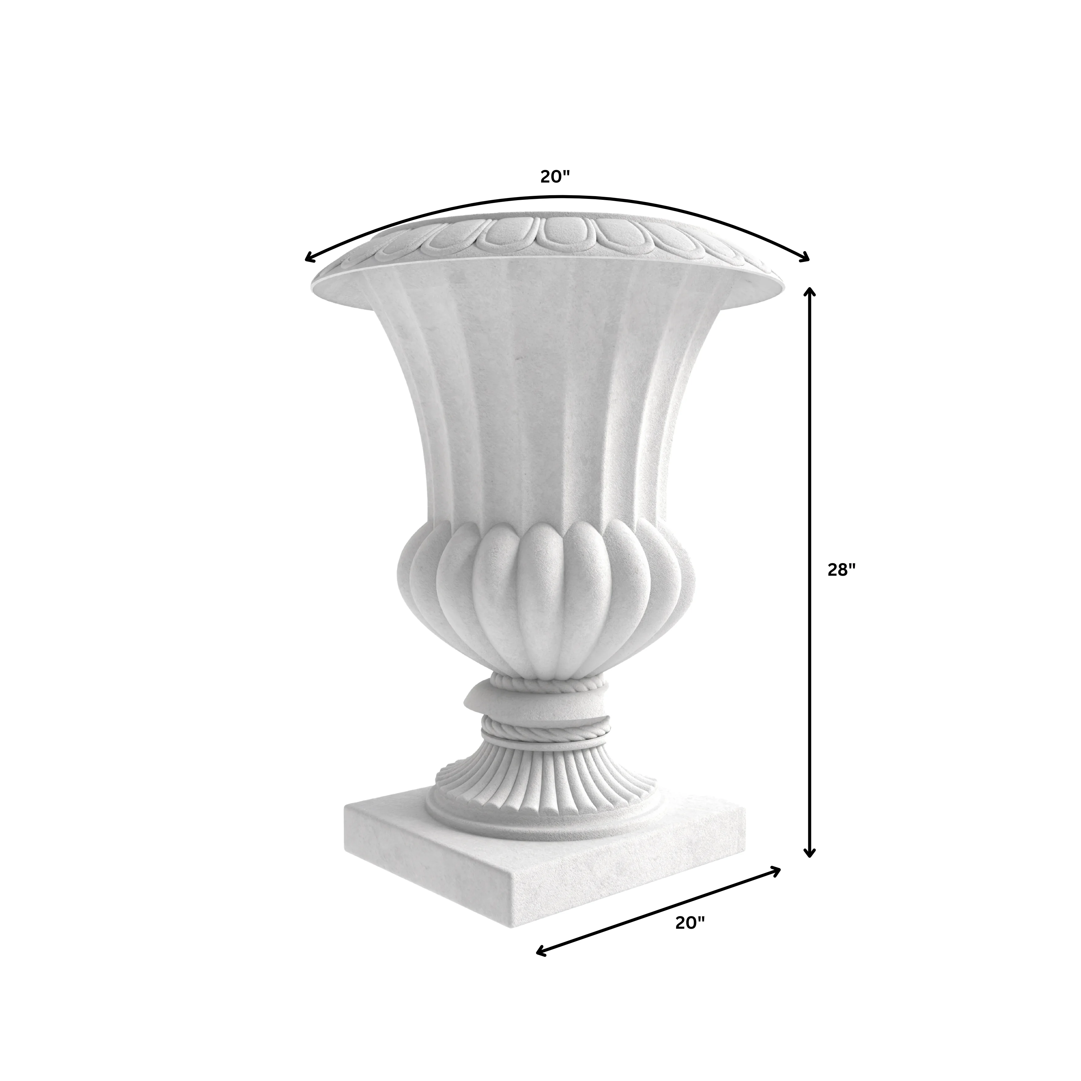Lotus Series Poly Stone Planter in White, 20 Dia, 28 High