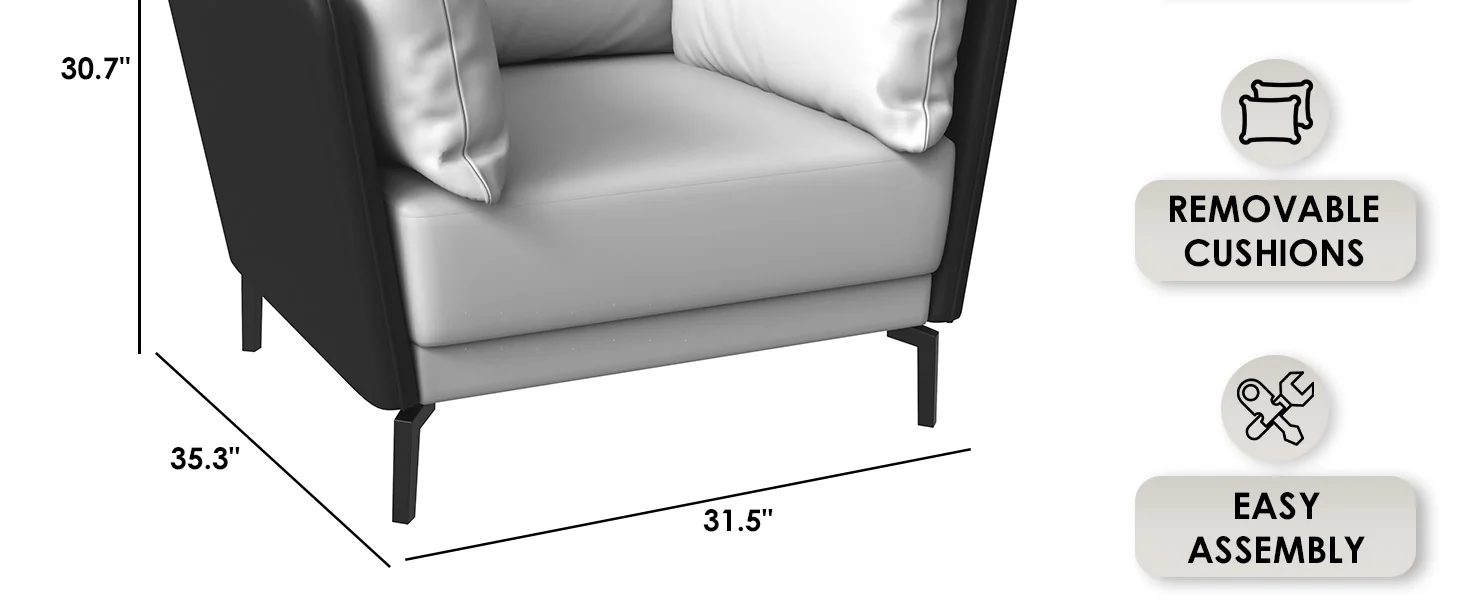 Luxify Collection Single Seater Sofa in Black/Grey