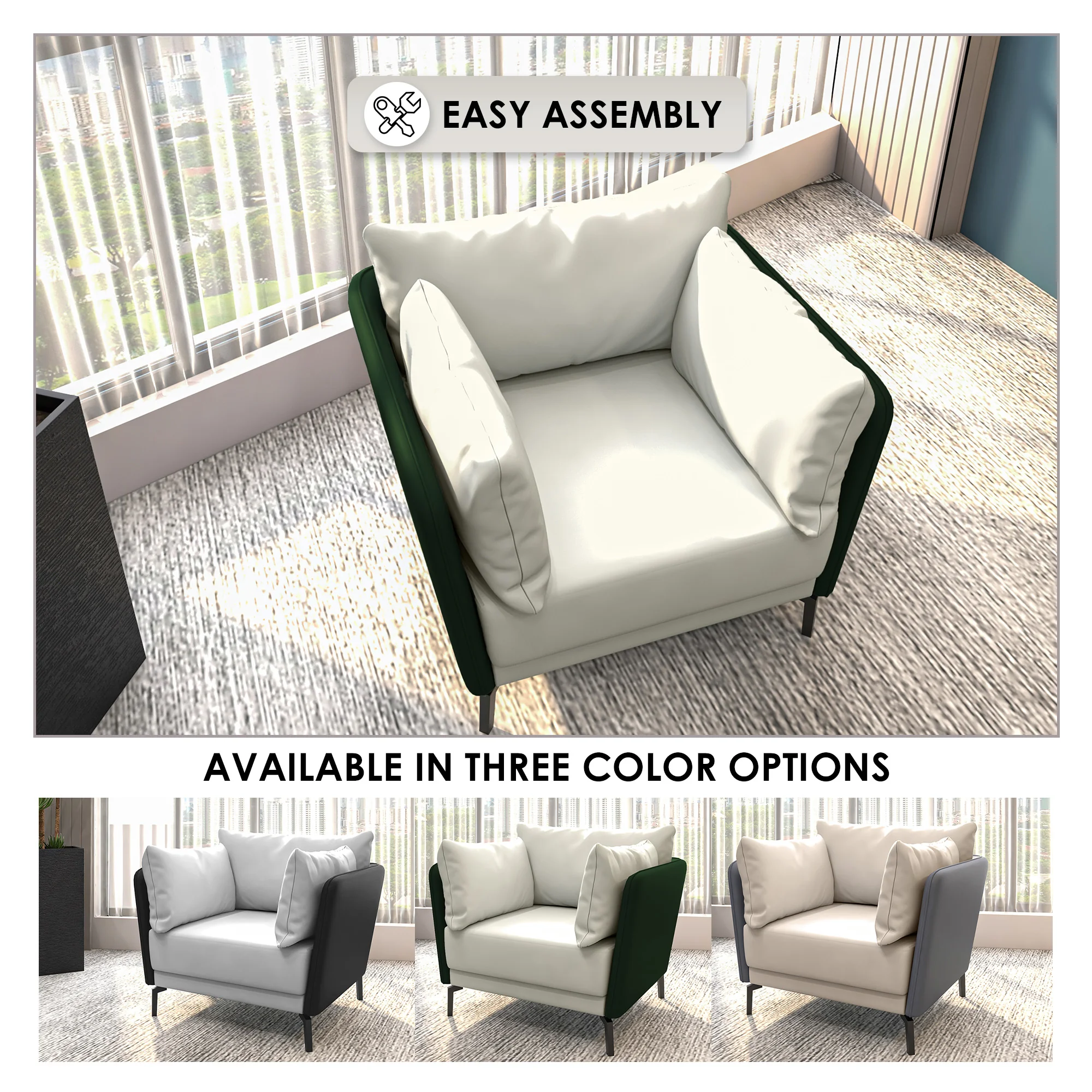 Luxify Collection Single Seater Sofa in Green