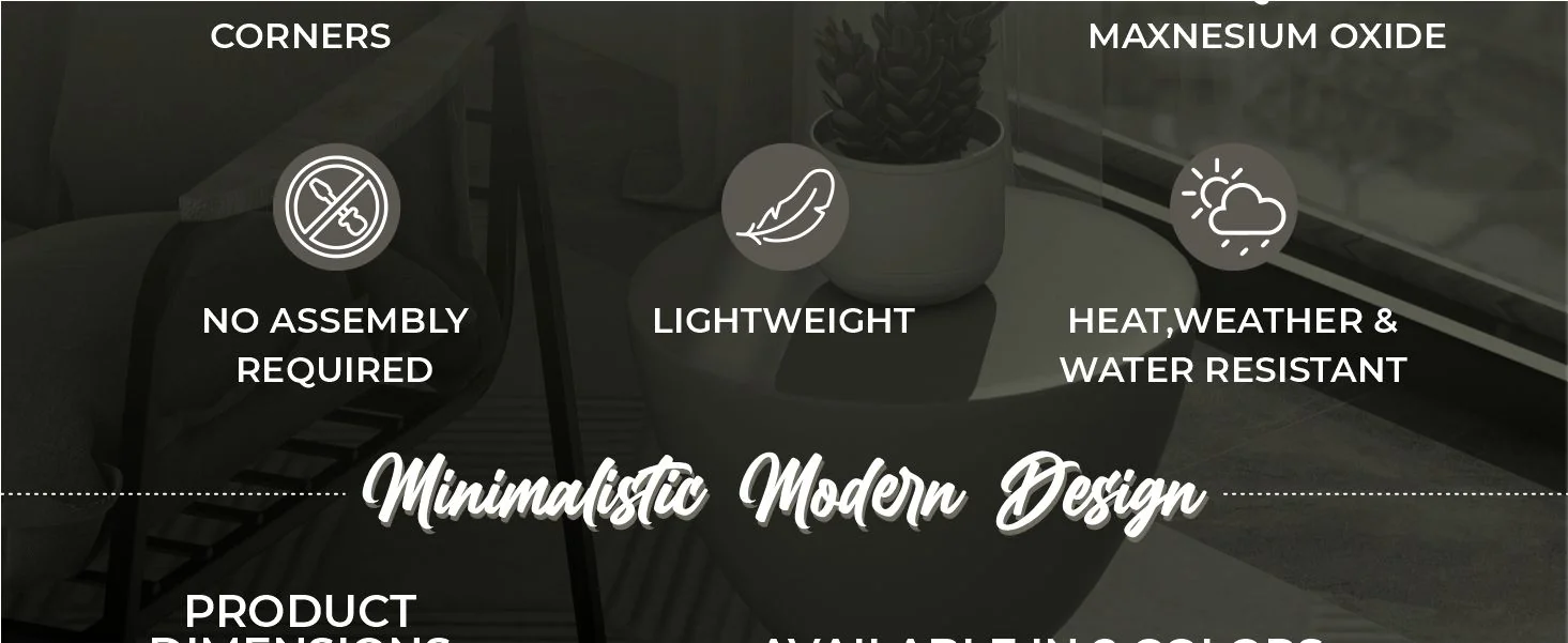 Loft Collection Fiberglass Outdoor Side Table in Moss Grey