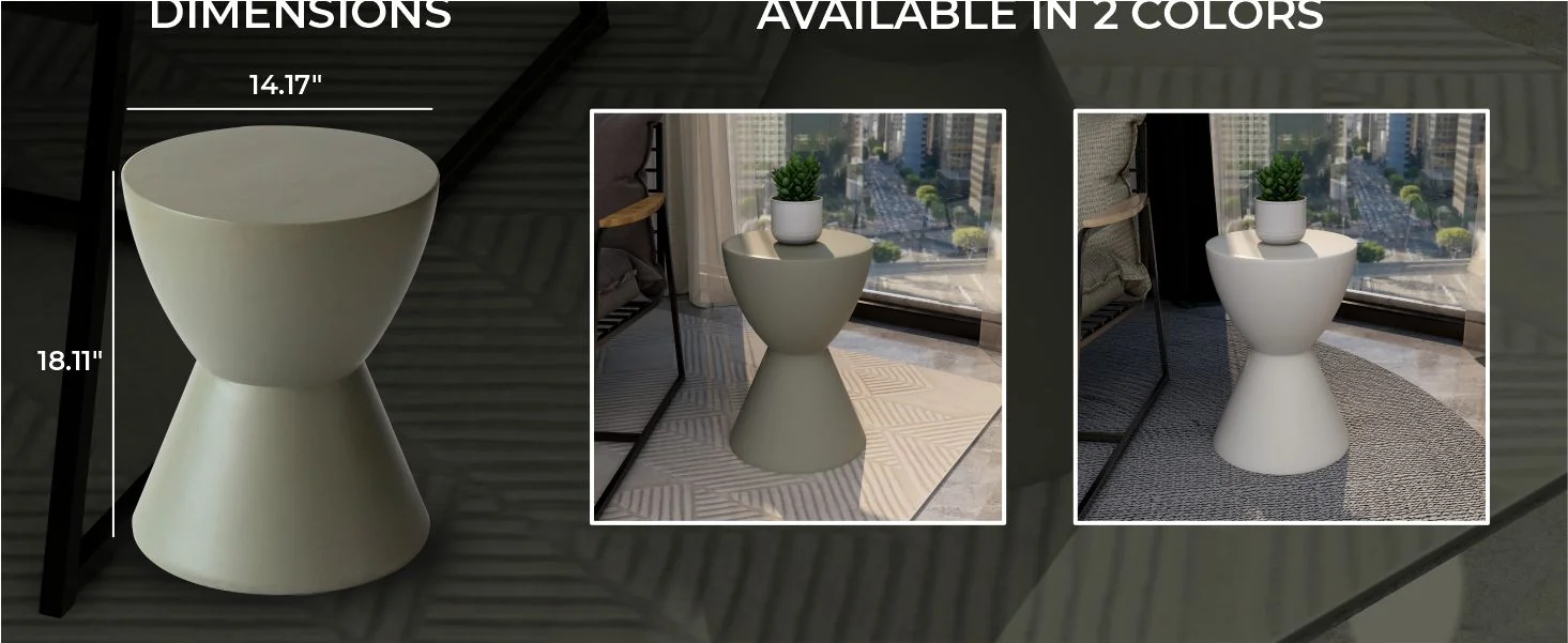 Loft Collection Fiberglass Outdoor Side Table in Moss Grey