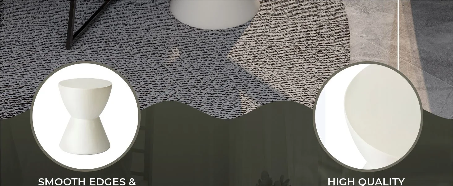 Loft Collection Fiberglass Outdoor Side Table in White