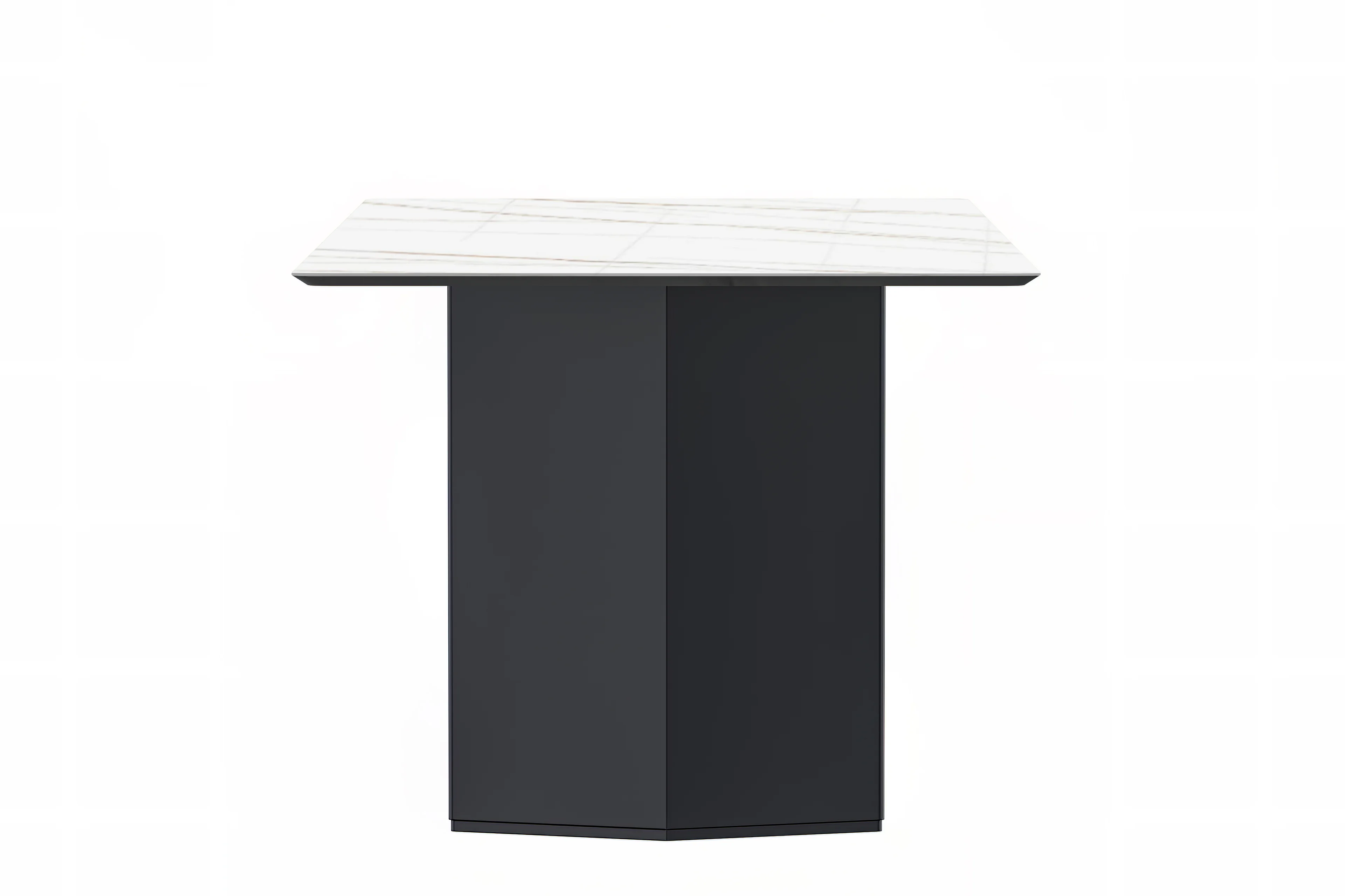 Lior Series Modern Dining Table Black Base, With 55 White/Gold Sintered Stone Top