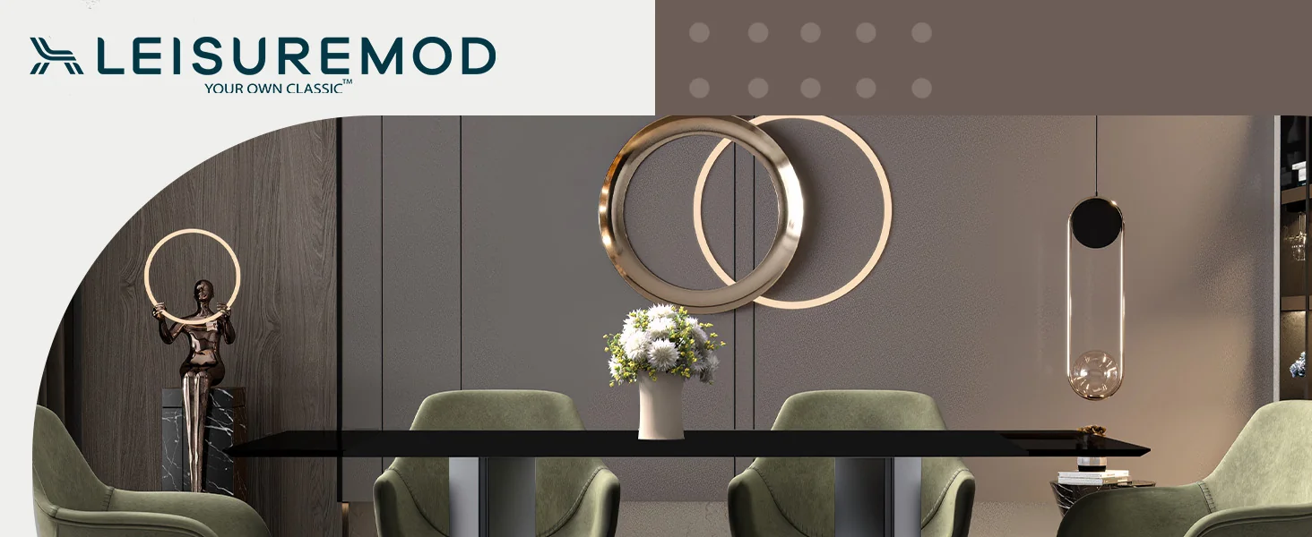 Lior Series Modern Dining Table Black Steel Base, With 62 Black Glass Top