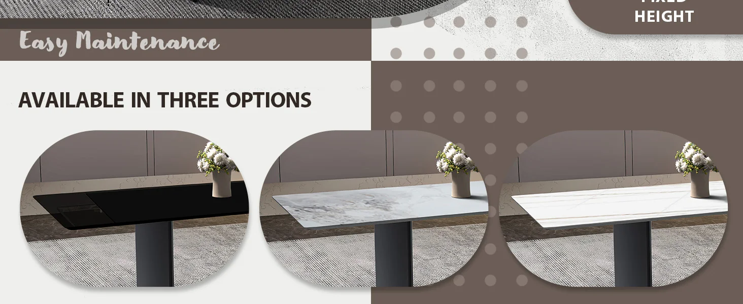 Lior Series Modern Dining Table Black Steel Base, With 62 Black Glass Top