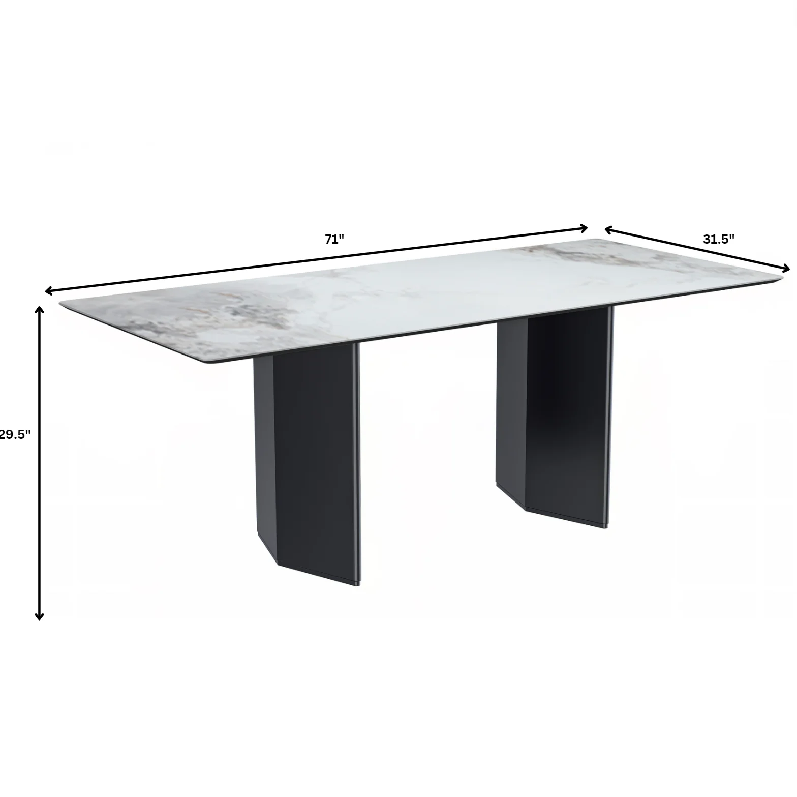 Lior Series Modern Dining Table Black Base, With 62 Medium Grey Sintered Stone Top
