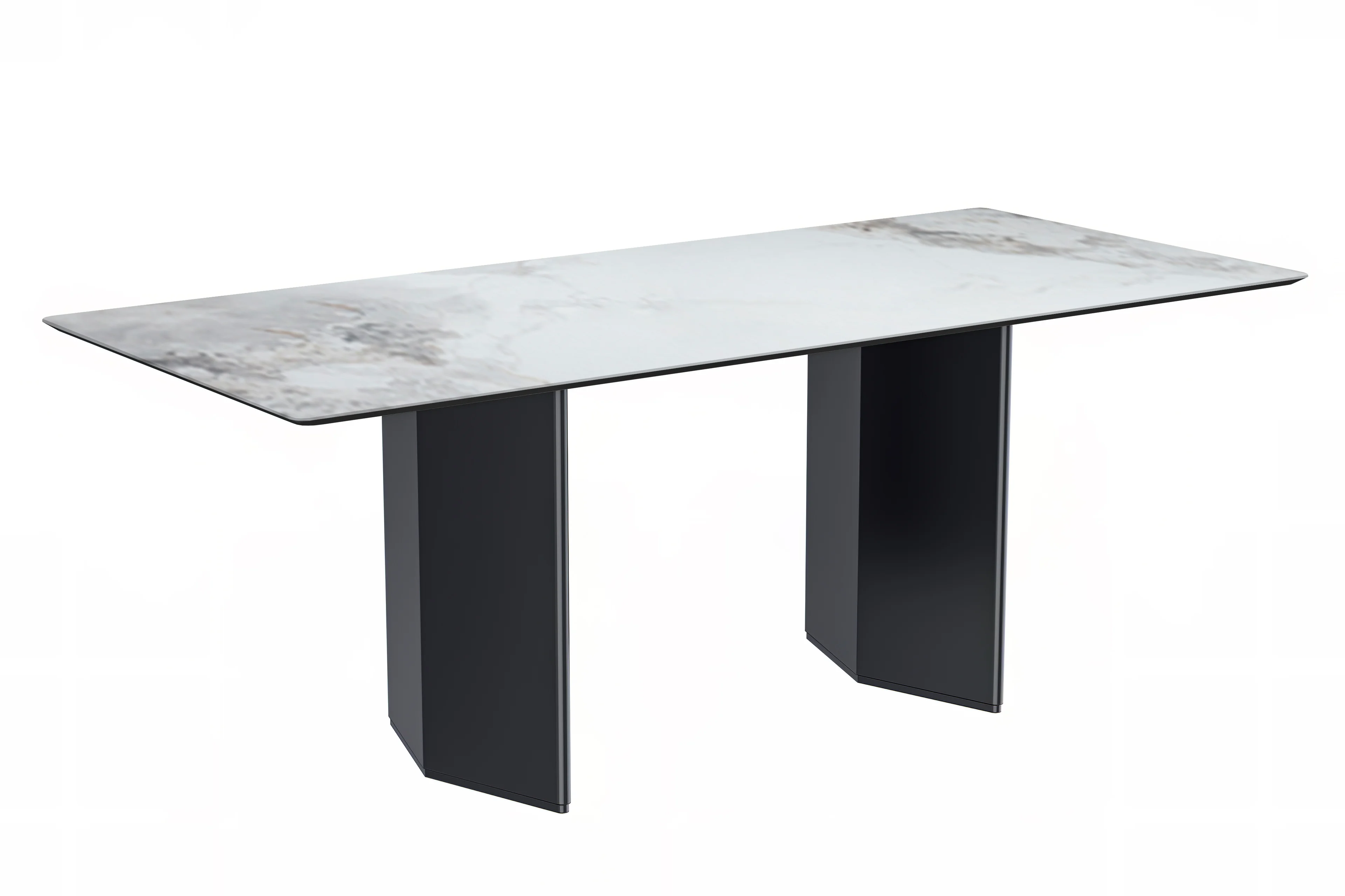 Lior Series Modern Dining Table Black Base, With 62 Medium Grey Sintered Stone Top