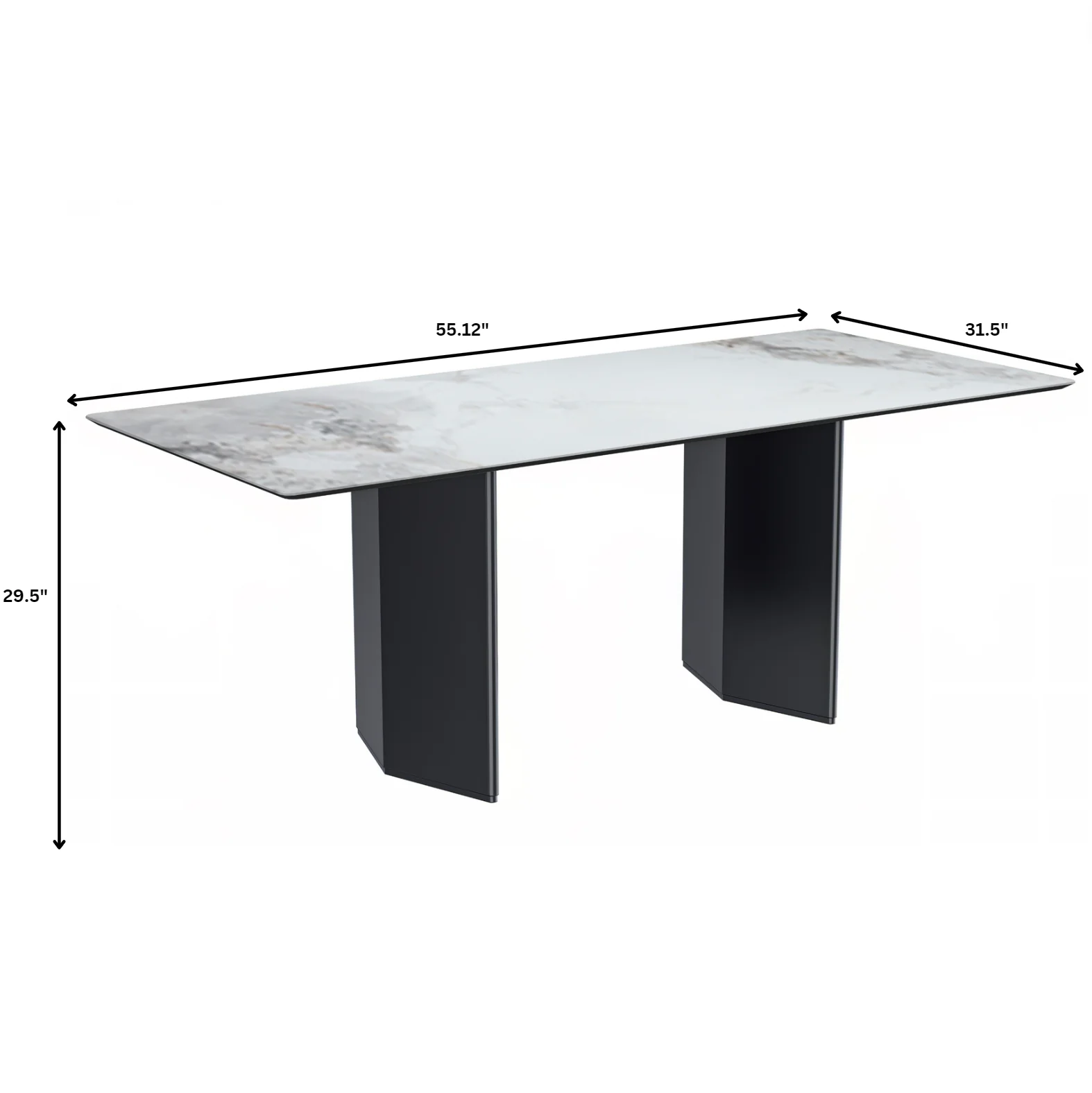 Lior Series Modern Dining Table Black Base, With 71 Medium Grey Sintered Stone Top