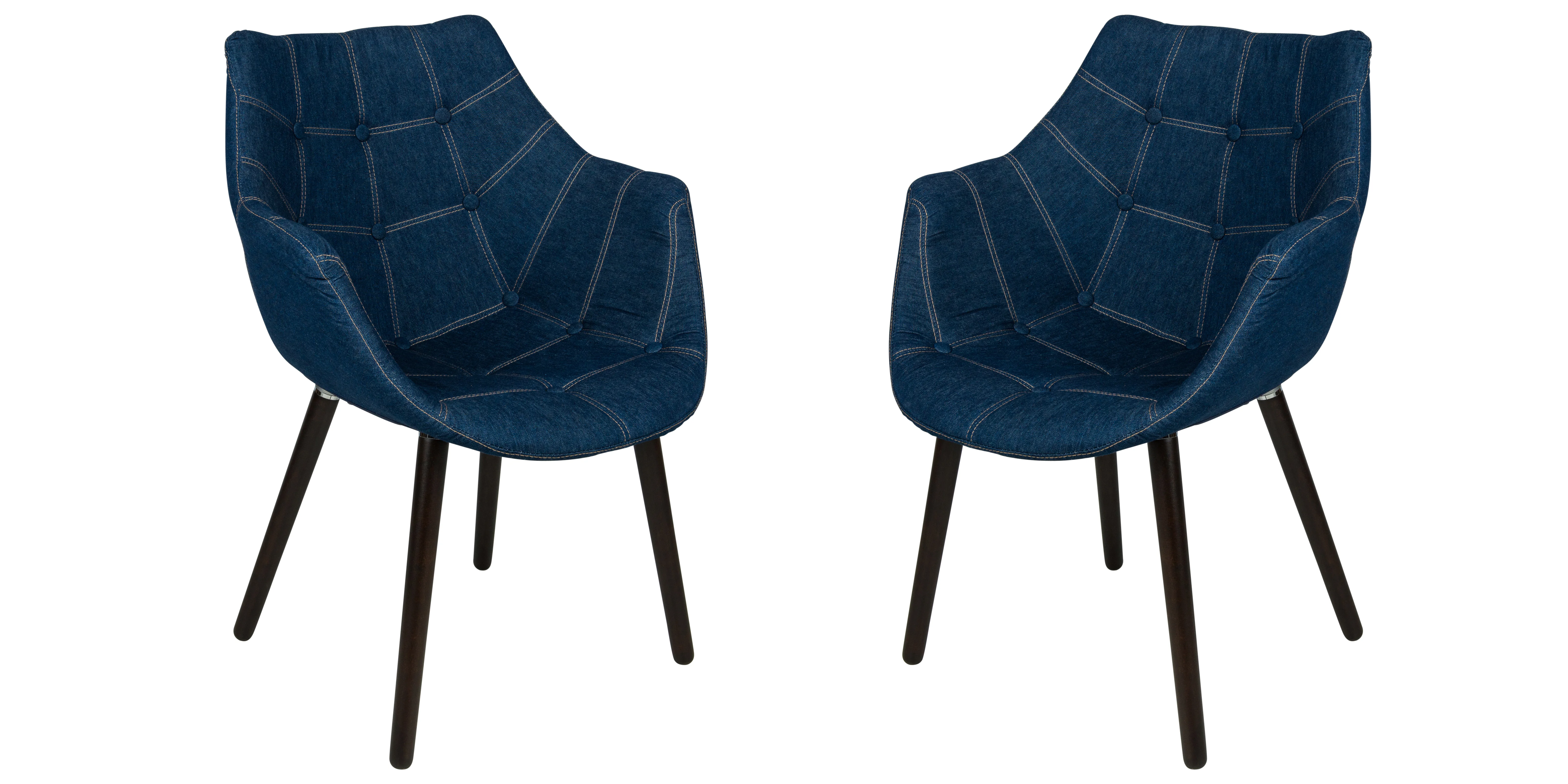 Milburn Tufted Denim Lounge Chair, Set of 2