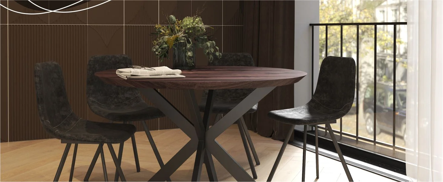 Markley Modern Leather Dining Chair With Metal Legs