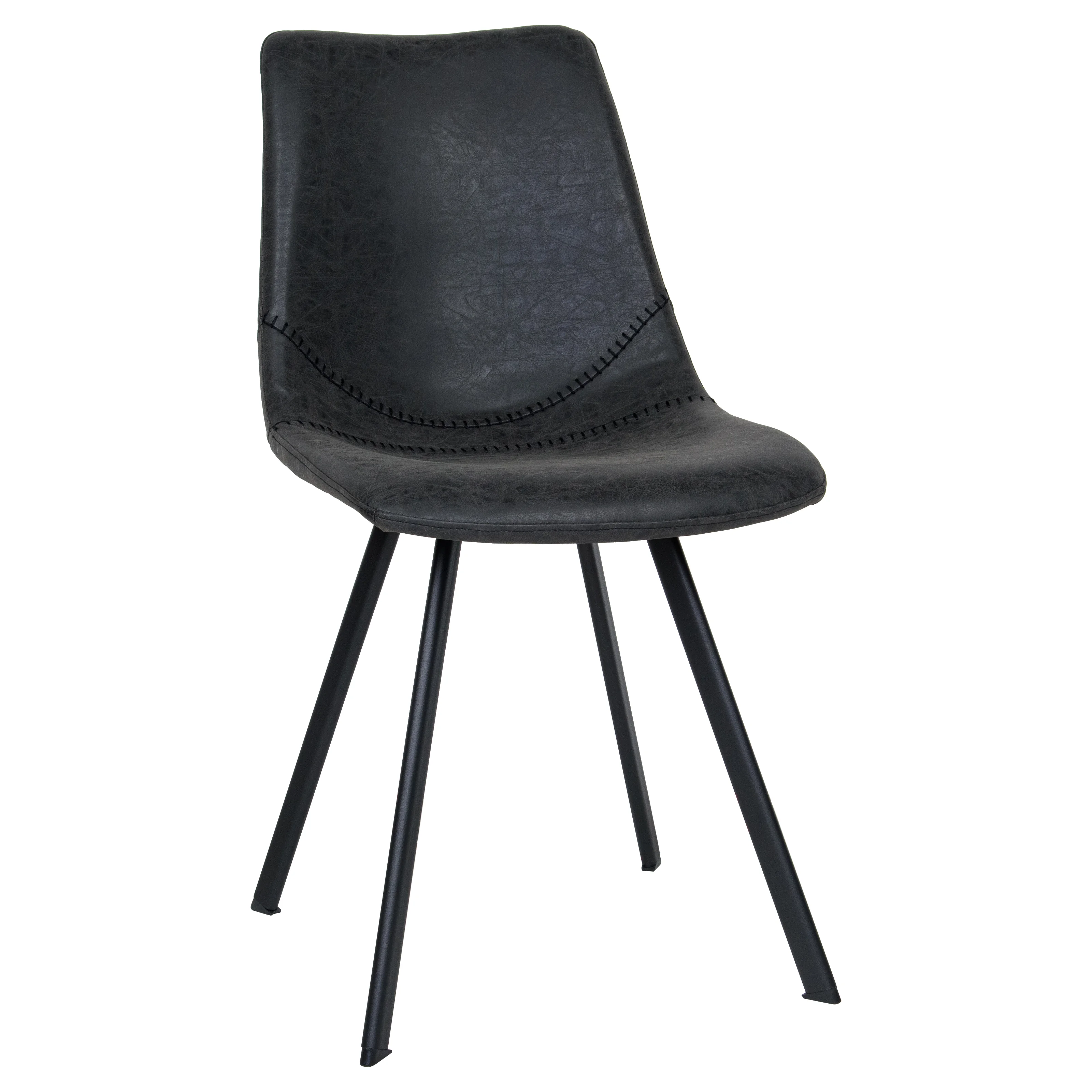 Markley Modern Leather Dining Chair With Metal Legs