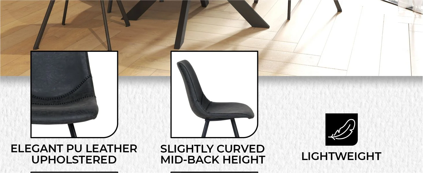 Markley Modern Leather Dining Chair With Metal Legs