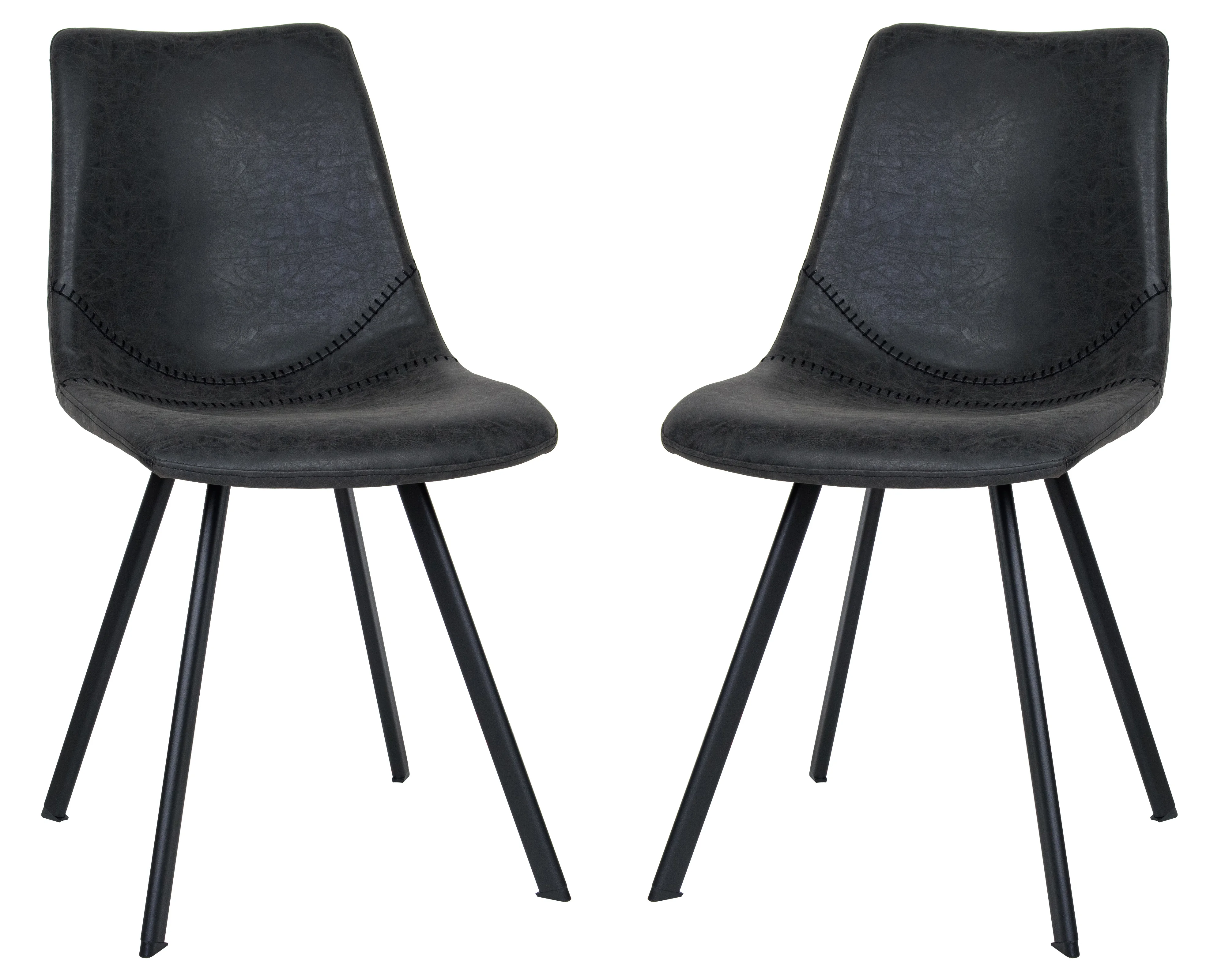 Markley Modern Leather Dining Chair With Metal Legs Set of 2