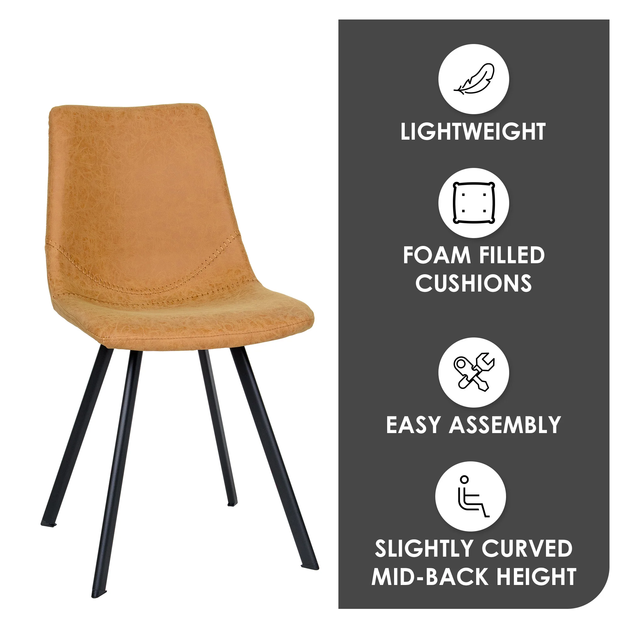 Markley Modern Leather Dining Chair With Metal Legs