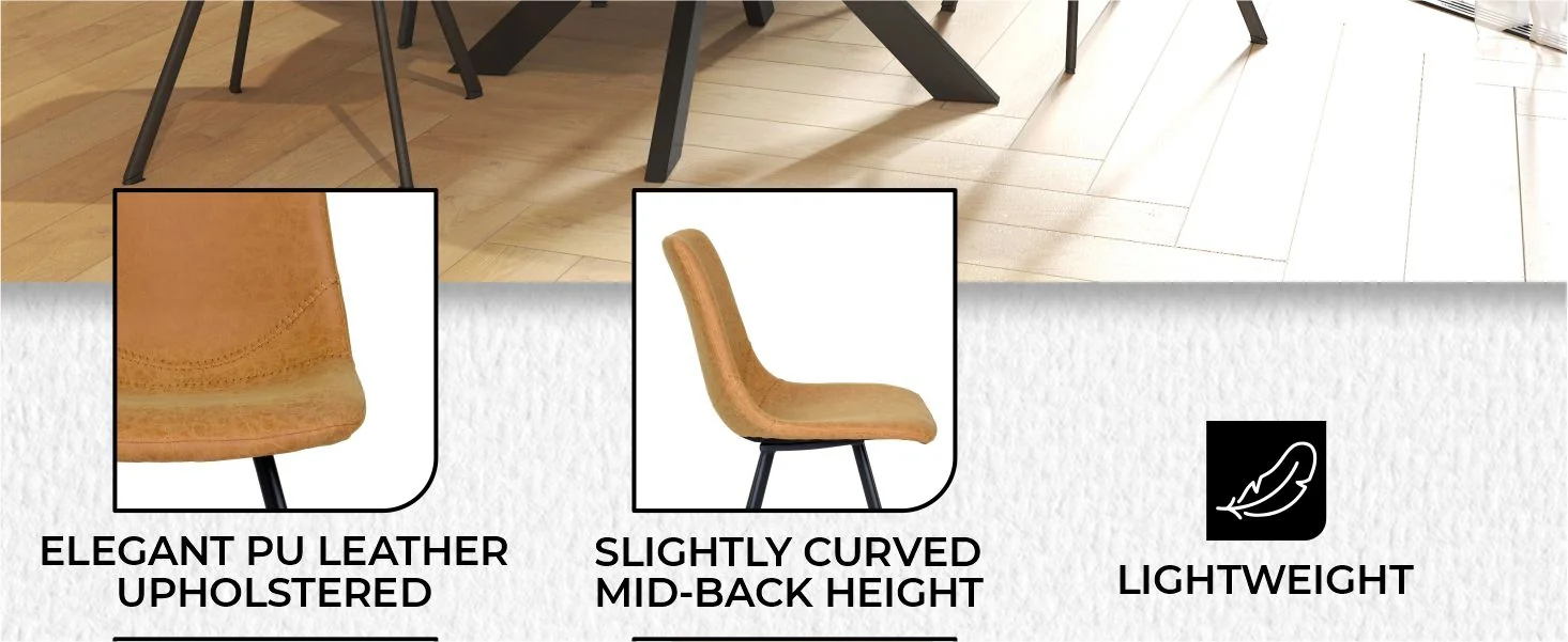 Markley Modern Leather Dining Chair With Metal Legs