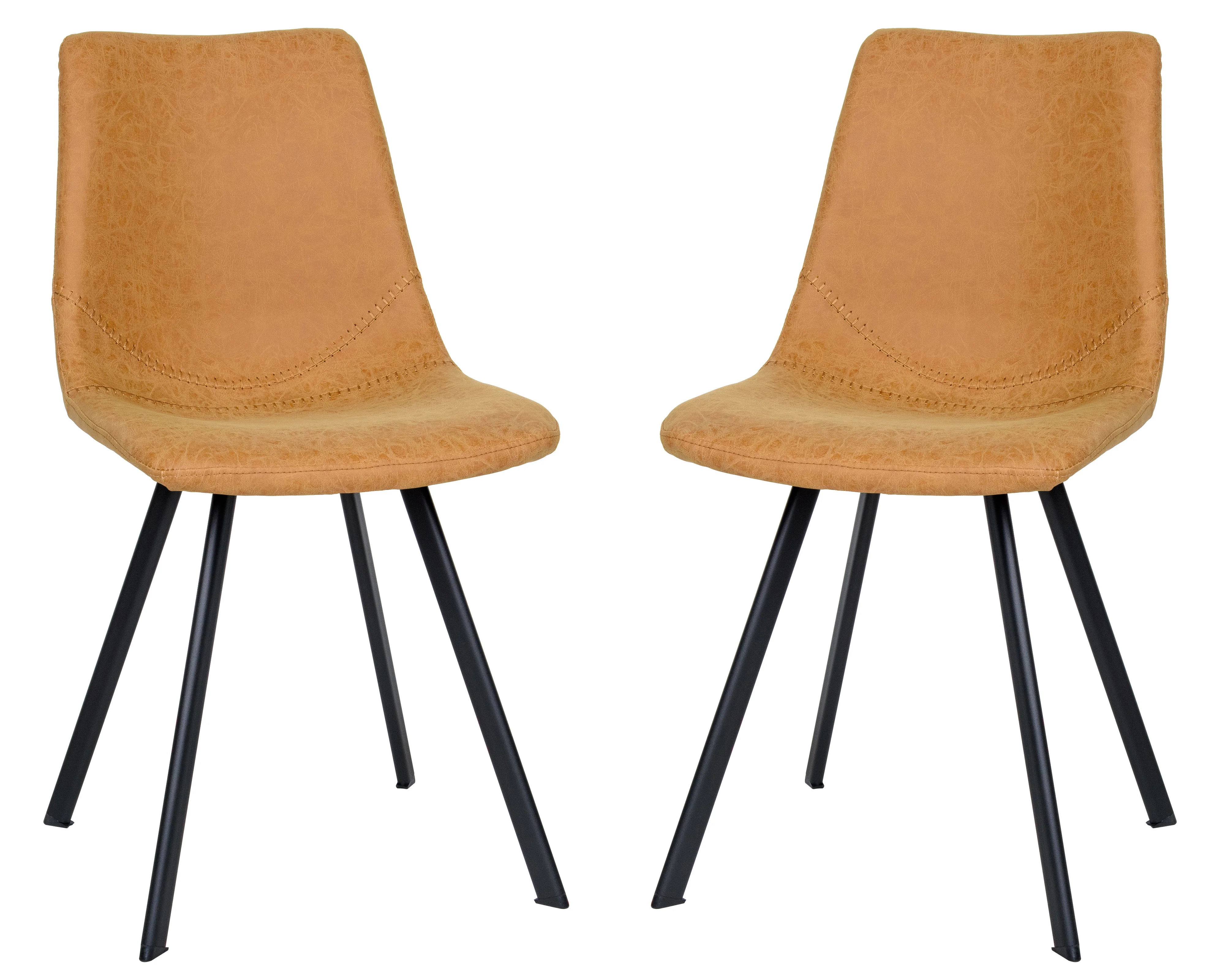 Markley Modern Leather Dining Chair With Metal Legs Set of 2