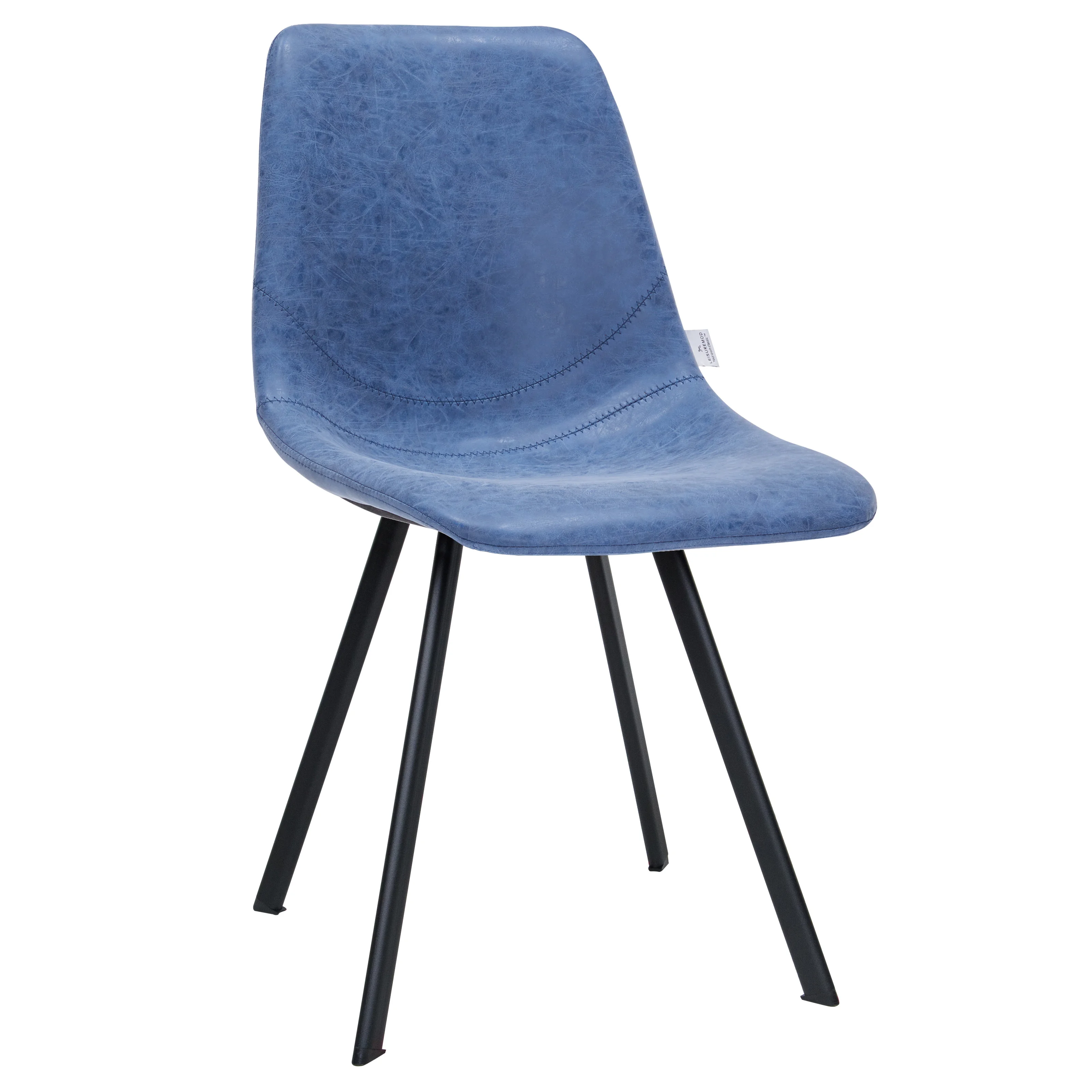 Markley Modern Leather Dining Chair With Metal Legs