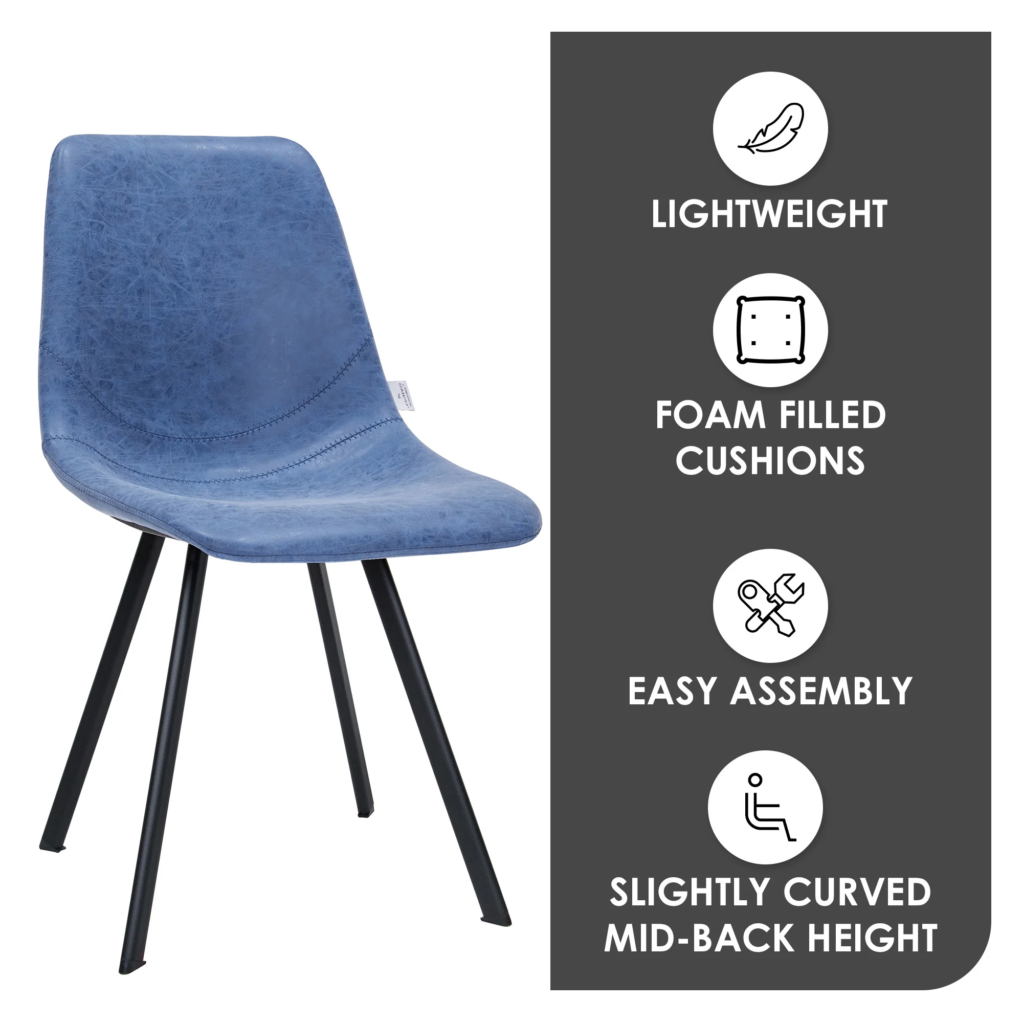 Markley Modern Leather Dining Chair With Metal Legs