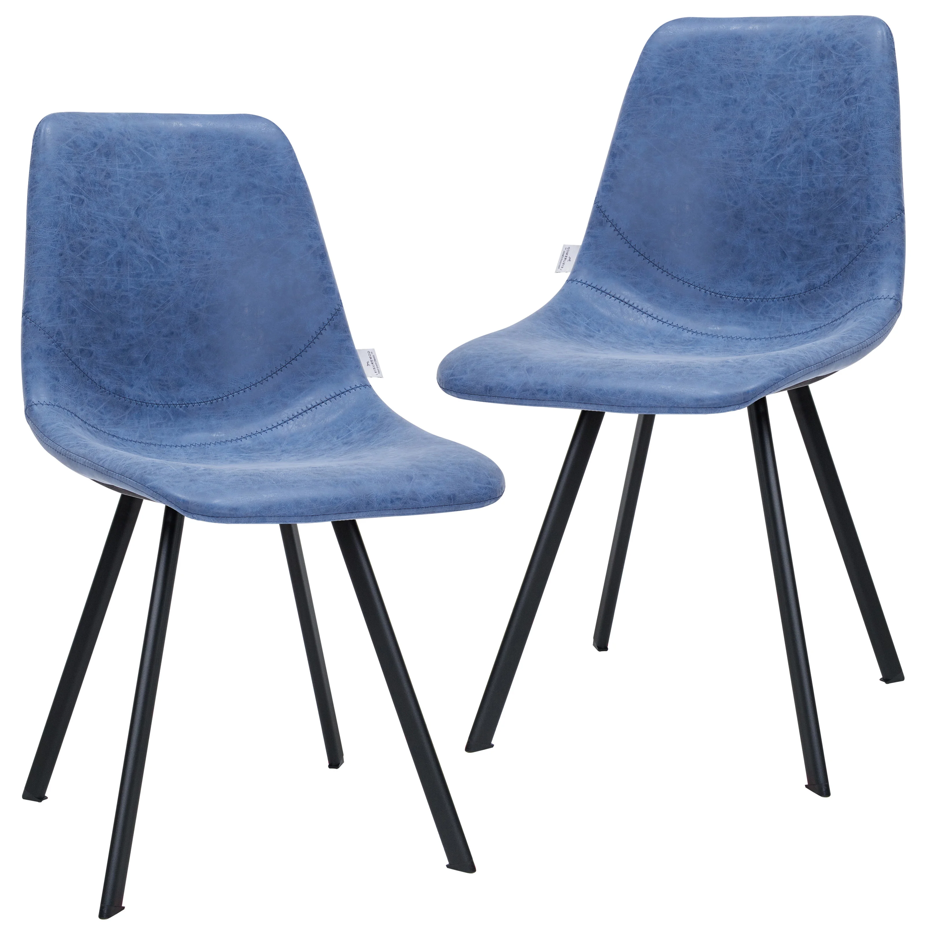 Markley Modern Leather Dining Chair With Metal Legs Set of 2