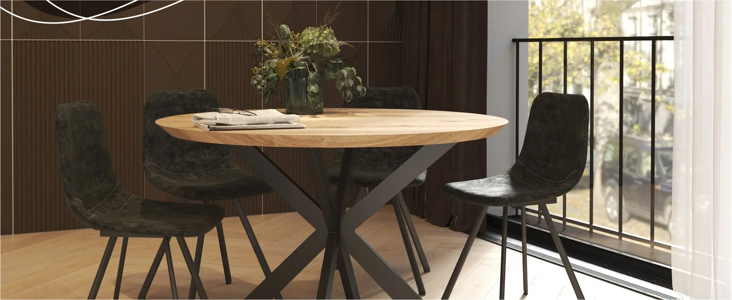 Markley Modern Leather Dining Chair With Metal Legs