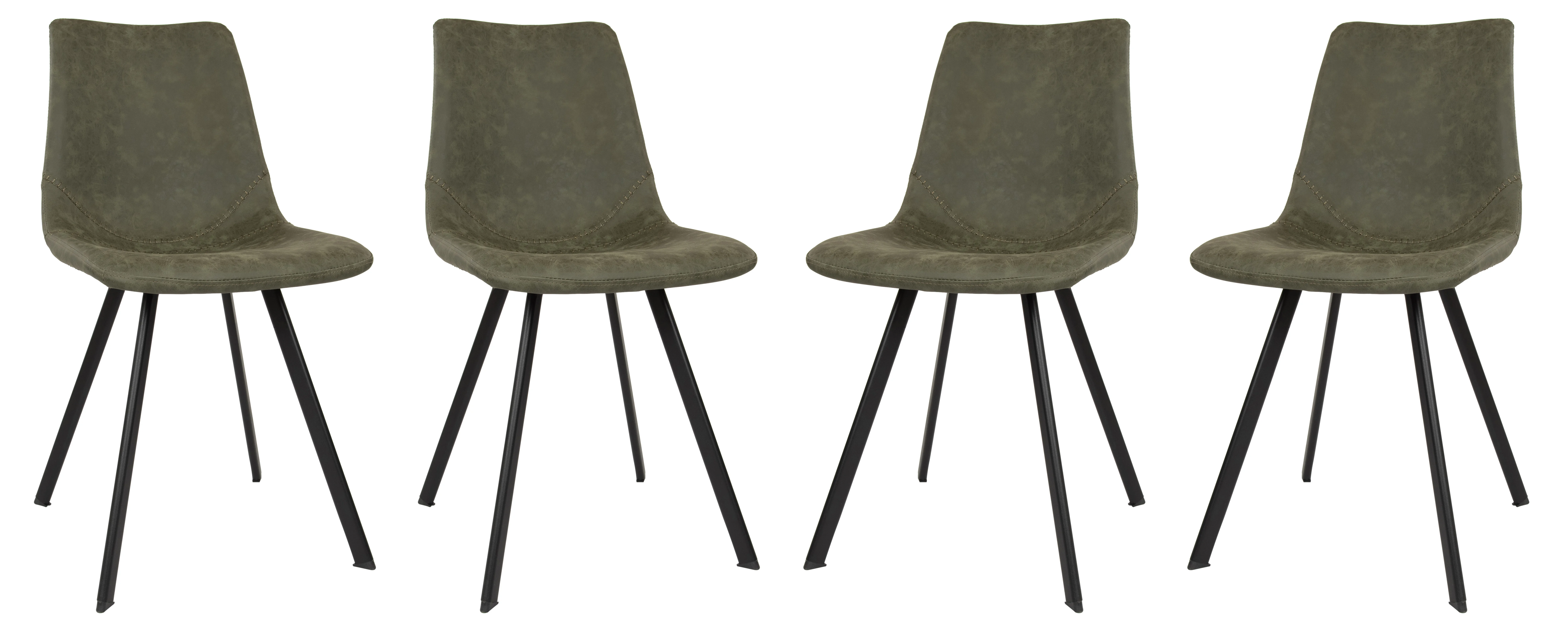 Markley Modern Leather Dining Chair With Metal Legs Set of 4